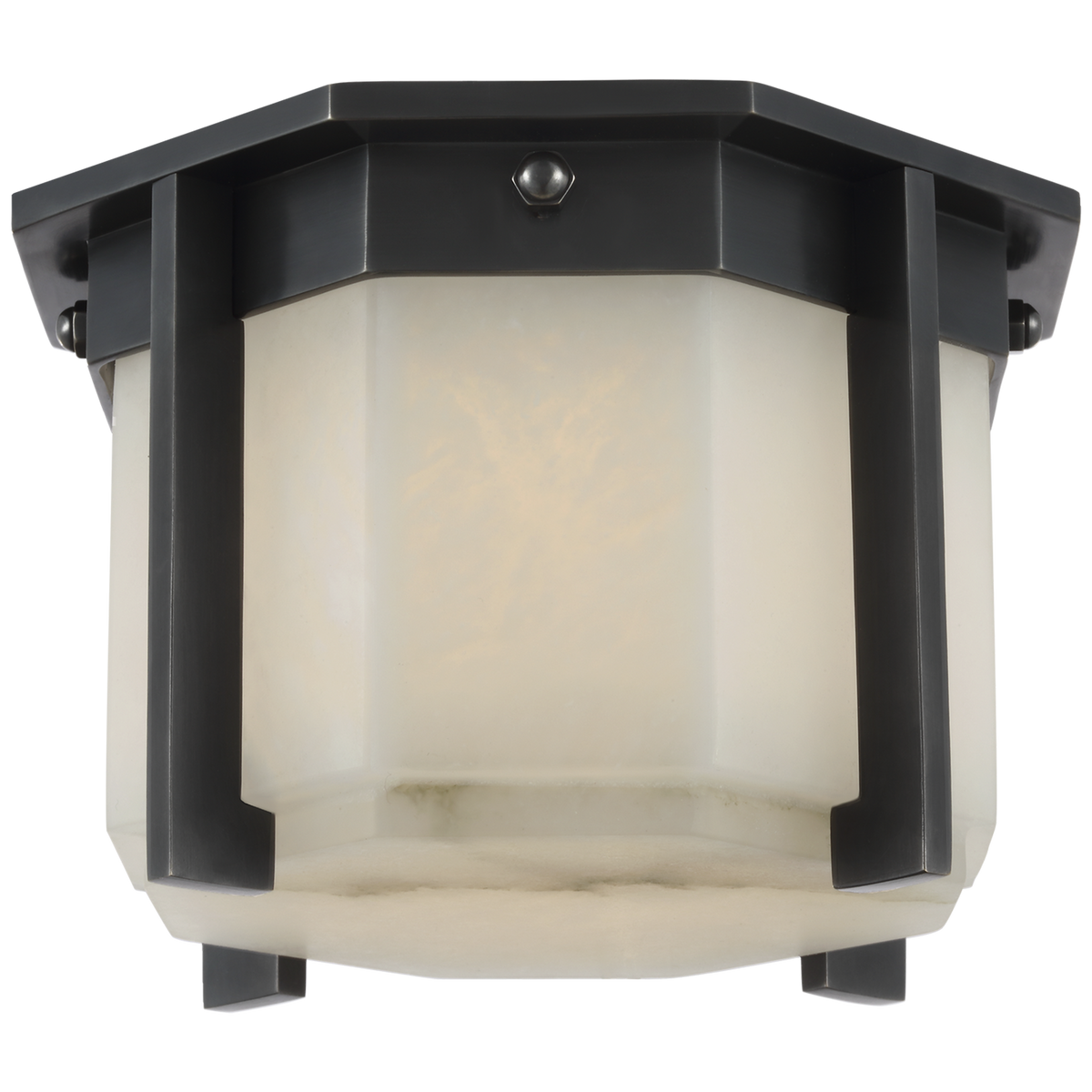 Ralph Lauren Braxton 6" Solitaire Flush Mount in Bronze with Alabaster W5.75" x H4.25"