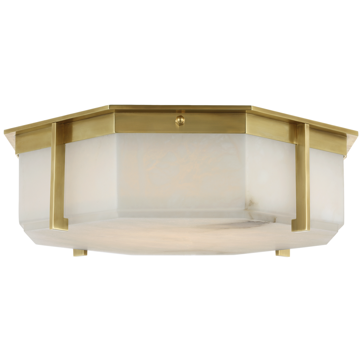 Ralph Lauren Braxton 14" Flush Mount in Natural Brass with Alabaster W13.5" x H4.25"