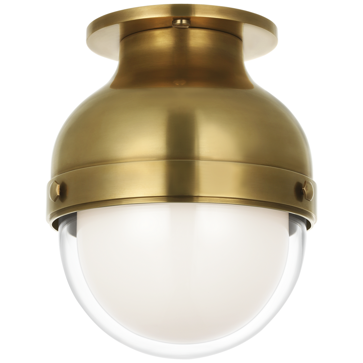 Ralph Lauren Harbor 6" Flush Mount in Natural Brass with Clear and White Glass W6" x H7.25"