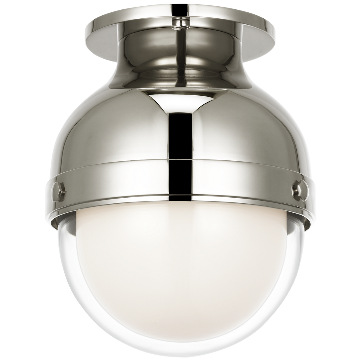 Ralph Lauren Harbor 6" Flush Mount in Polished Nickel with Clear and White Glass W6" x H7.25"