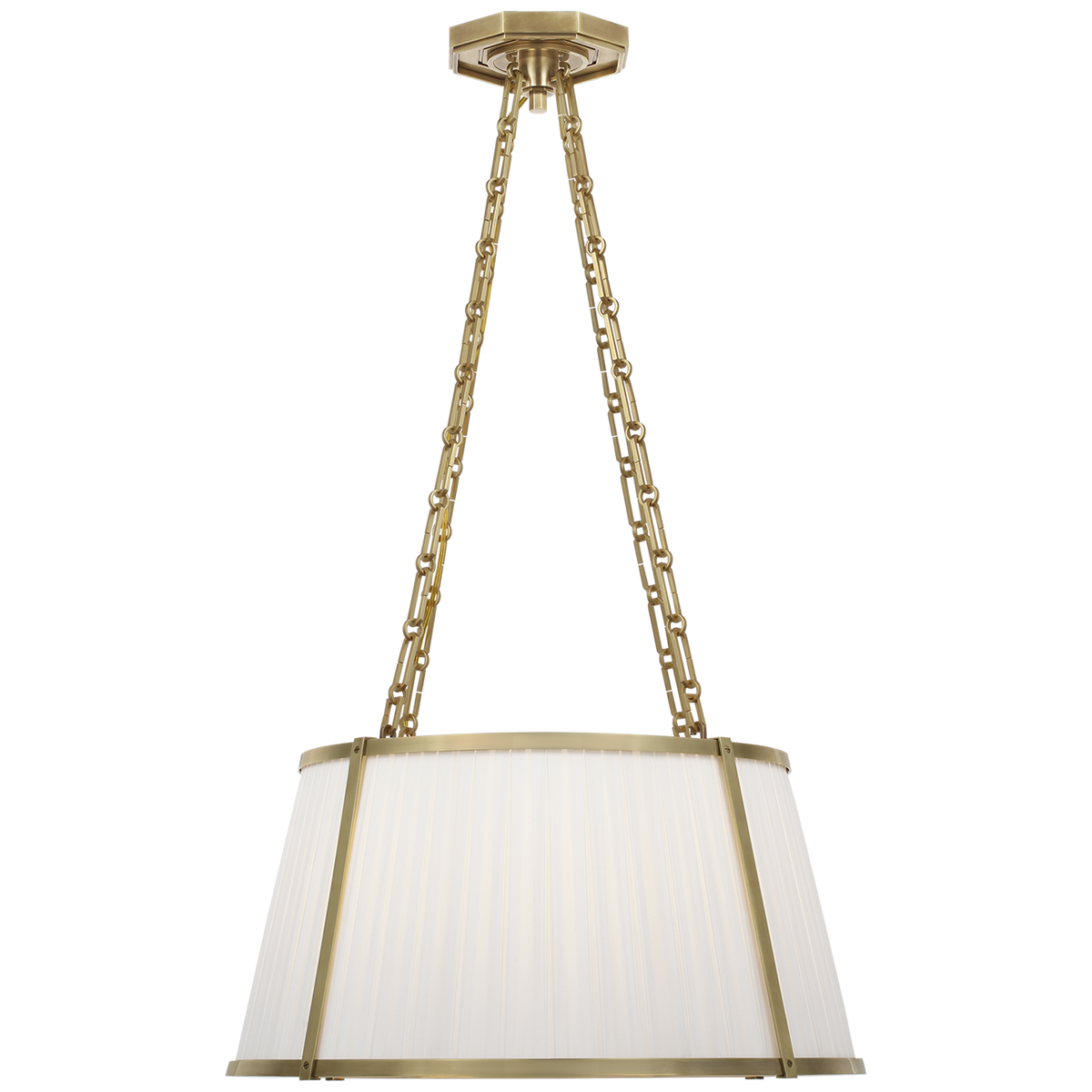 Ralph Lauren Windsor Medium Hanging Shade in Natural Brass with Silk Pleated Shade W24.25"