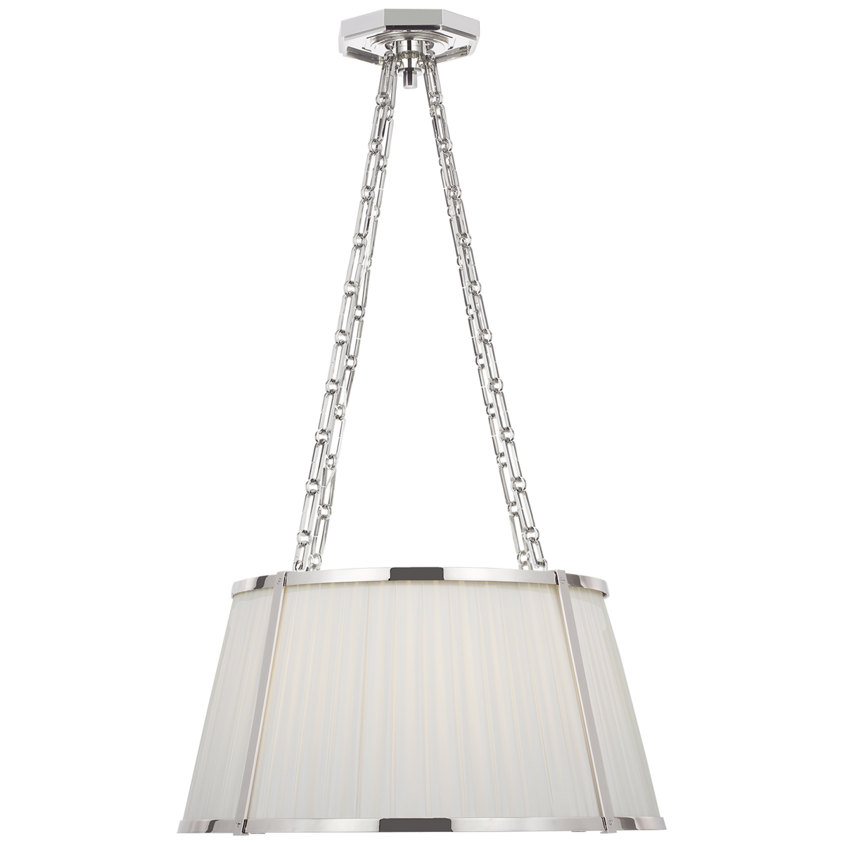 Ralph Lauren Windsor Medium Hanging Shade in Polished Nickel with Silk Pleated Shade W24.25"