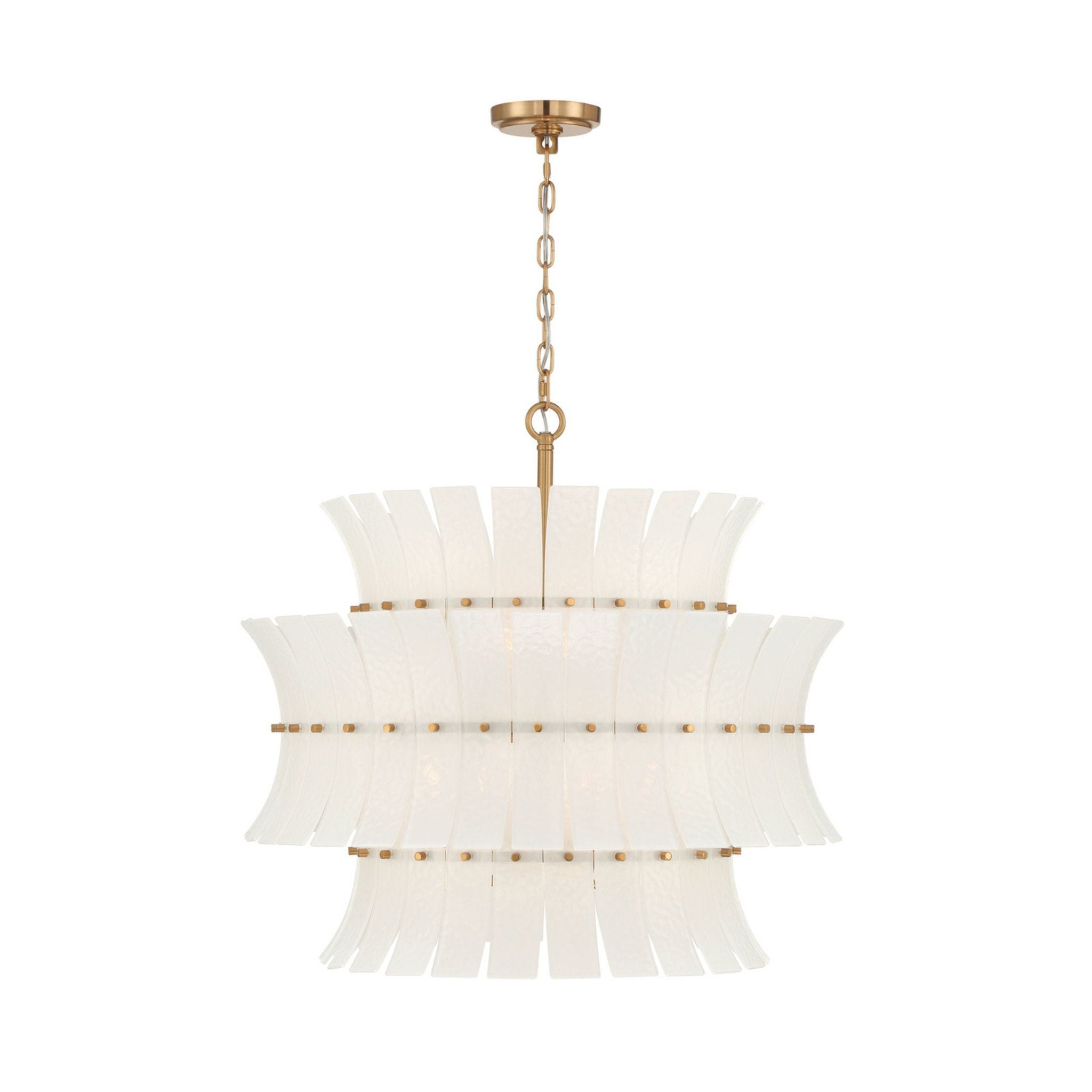 Abigail 28'' Aged Brass Chandelier White 8-Light 28"W x 26"H x 28"D
