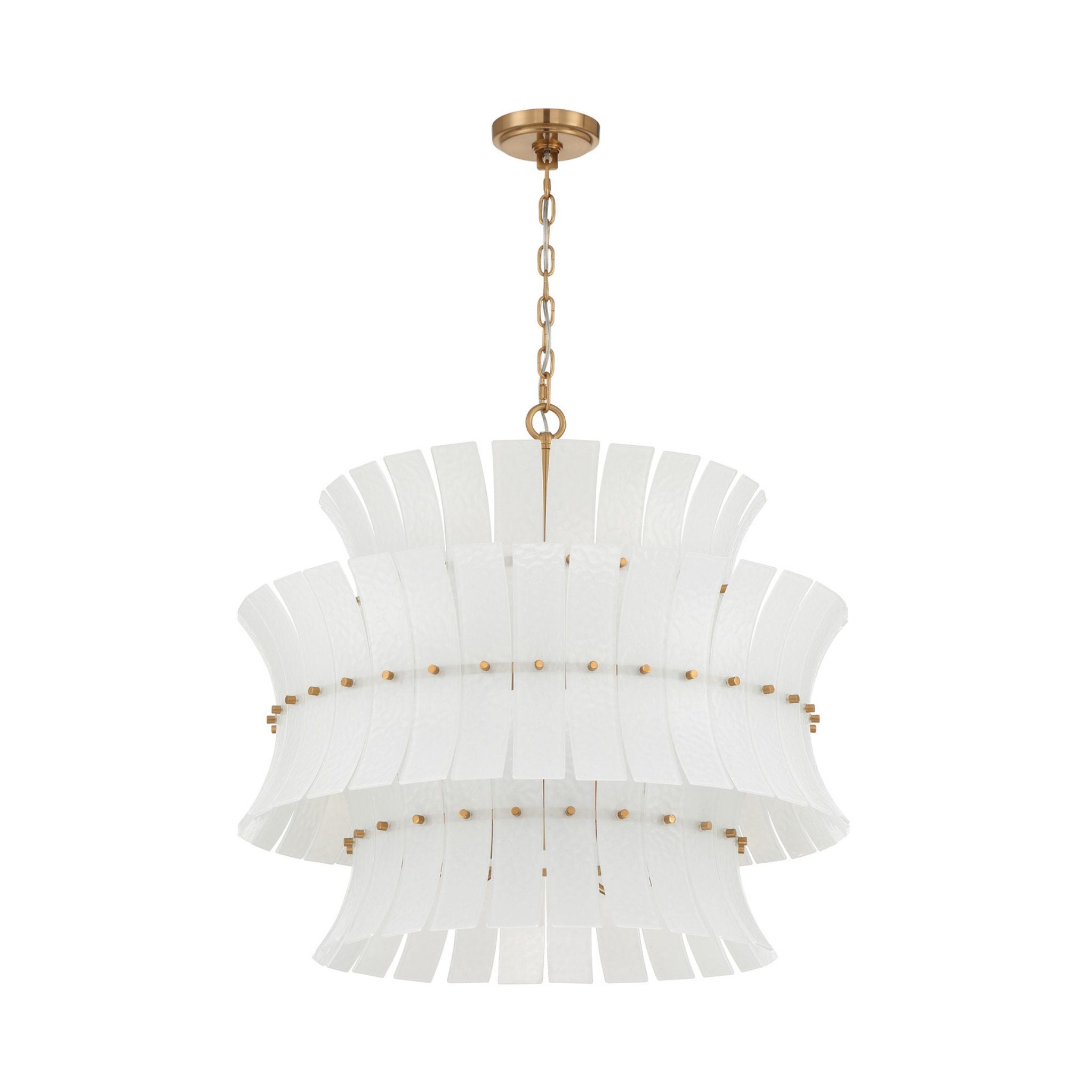 Abigail 28'' Aged Brass Chandelier White 8-Light 28"W x 26"H x 28"D