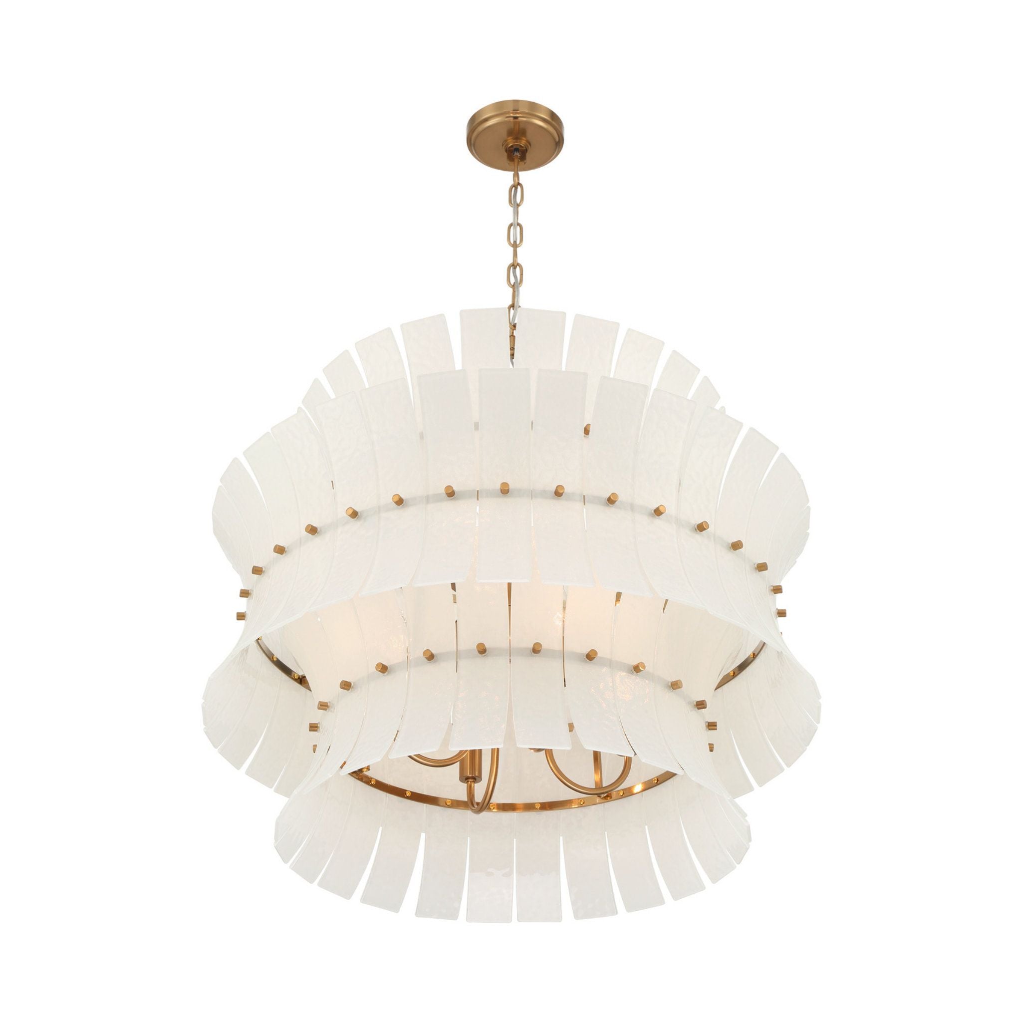 Abigail 28'' Aged Brass Chandelier White 8-Light 28"W x 26"H x 28"D