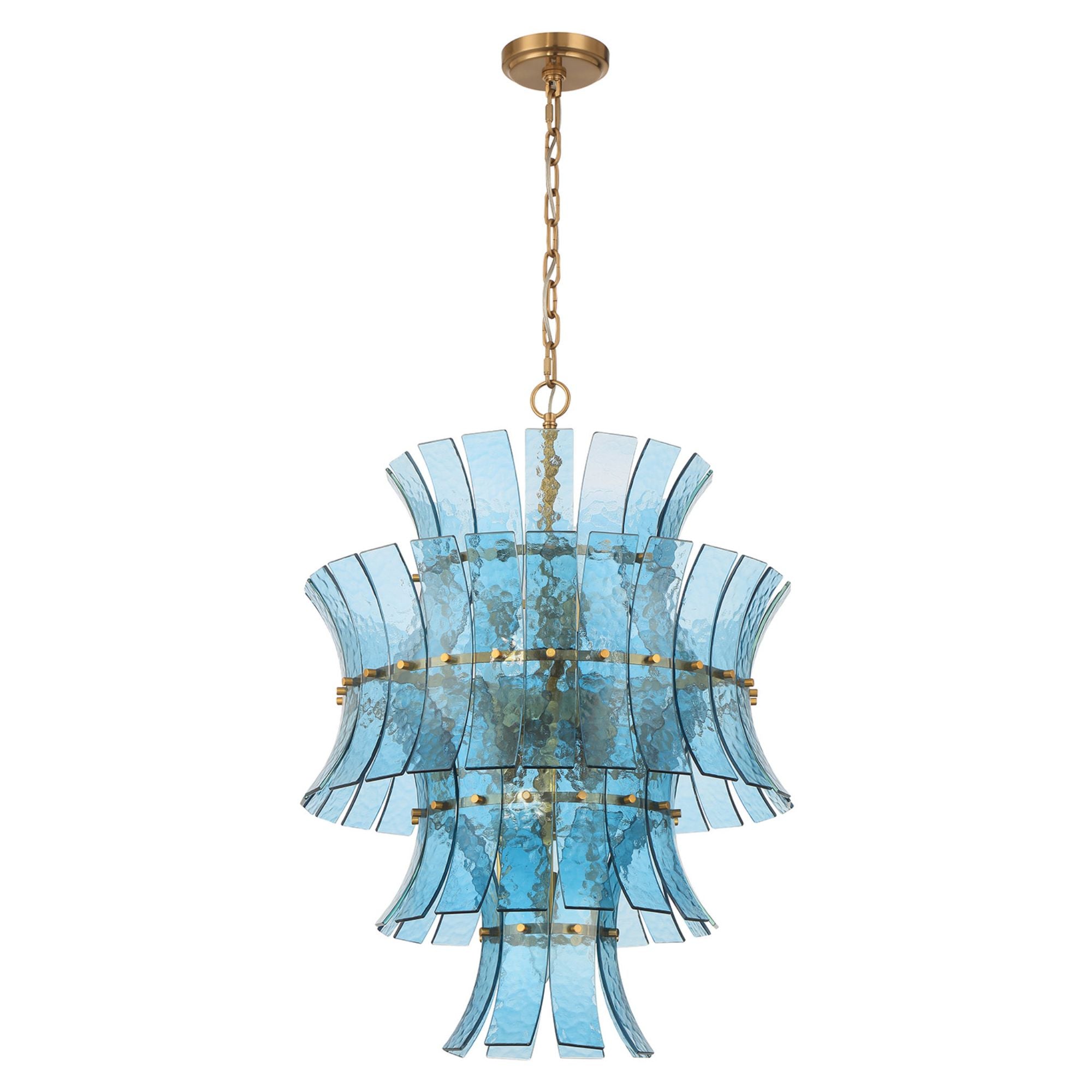 Abigail 22.25'' Aged Brass Chandelier Blue 22.25"W x 31.5"H x 22.25"D