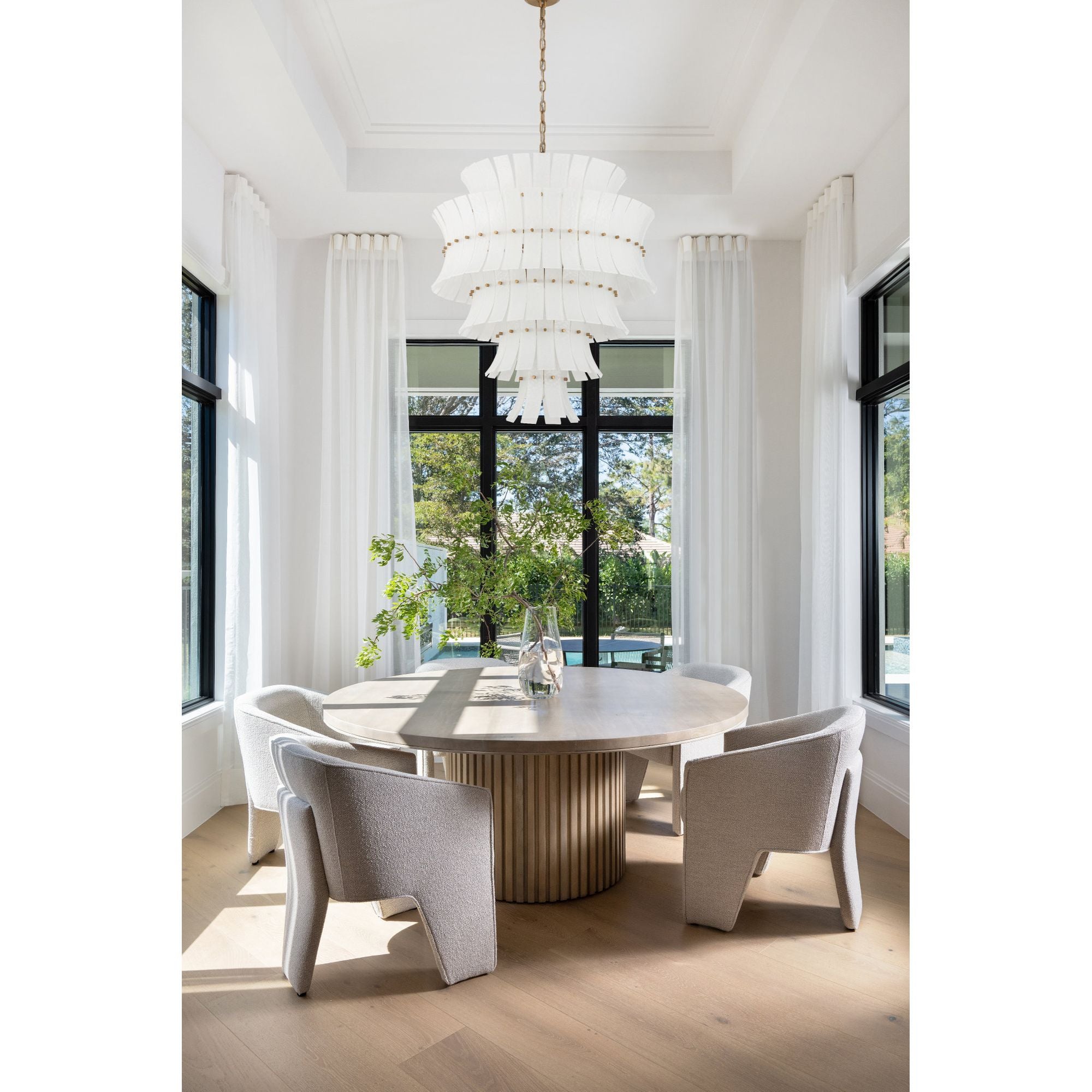 Abigail 29.5'' Aged Brass Chandelier White 29.5"W x 37"H x 29.5"D