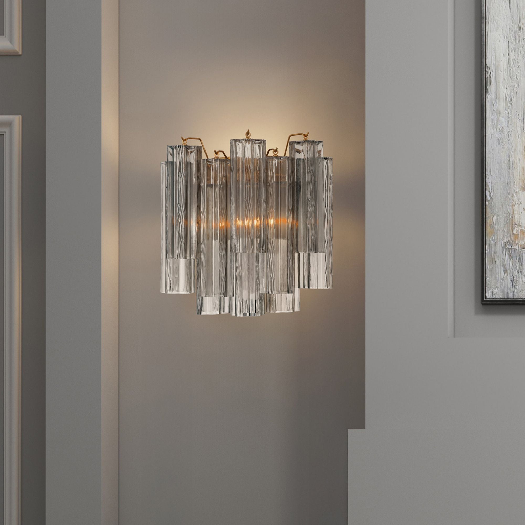 Addis 14.5'' Aged Brass Sconce Gray 14.5"W x 14.5"H x 9.75"D