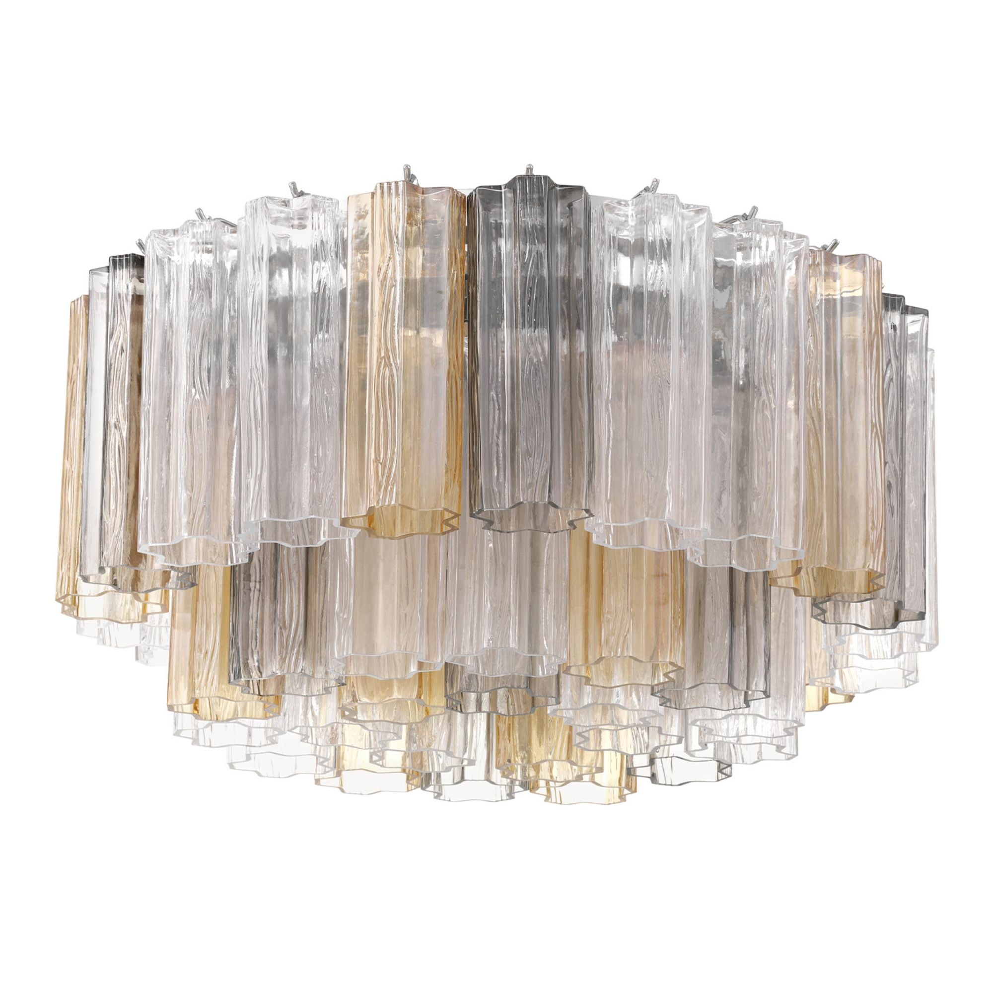 Addis 7 Light Polished Chrome Flush Mount Tronchi Glass Autumn 22.25"W x 11.75"H x 22.25"D