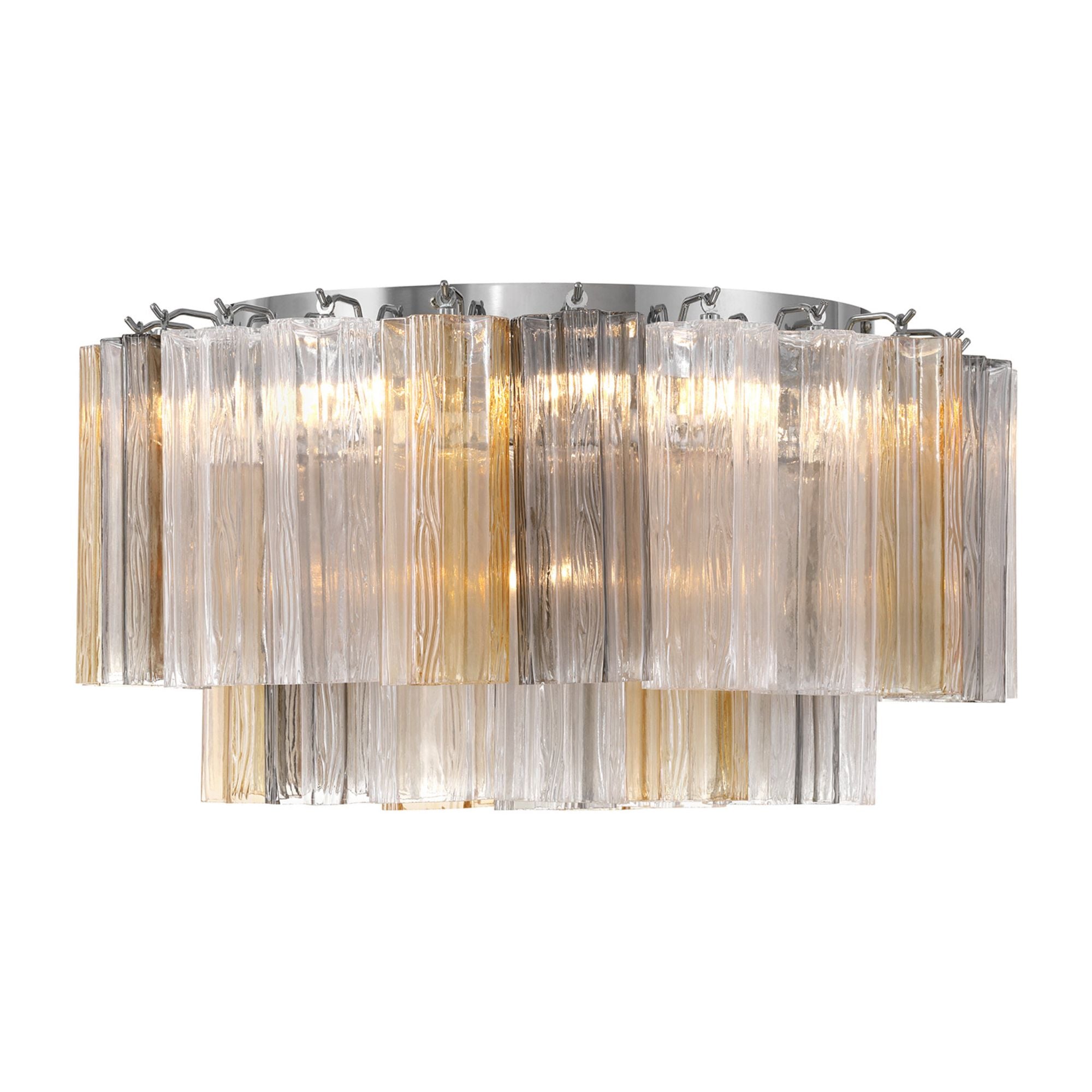 Addis 7 Light Polished Chrome Flush Mount Tronchi Glass Autumn 22.25"W x 11.75"H x 22.25"D