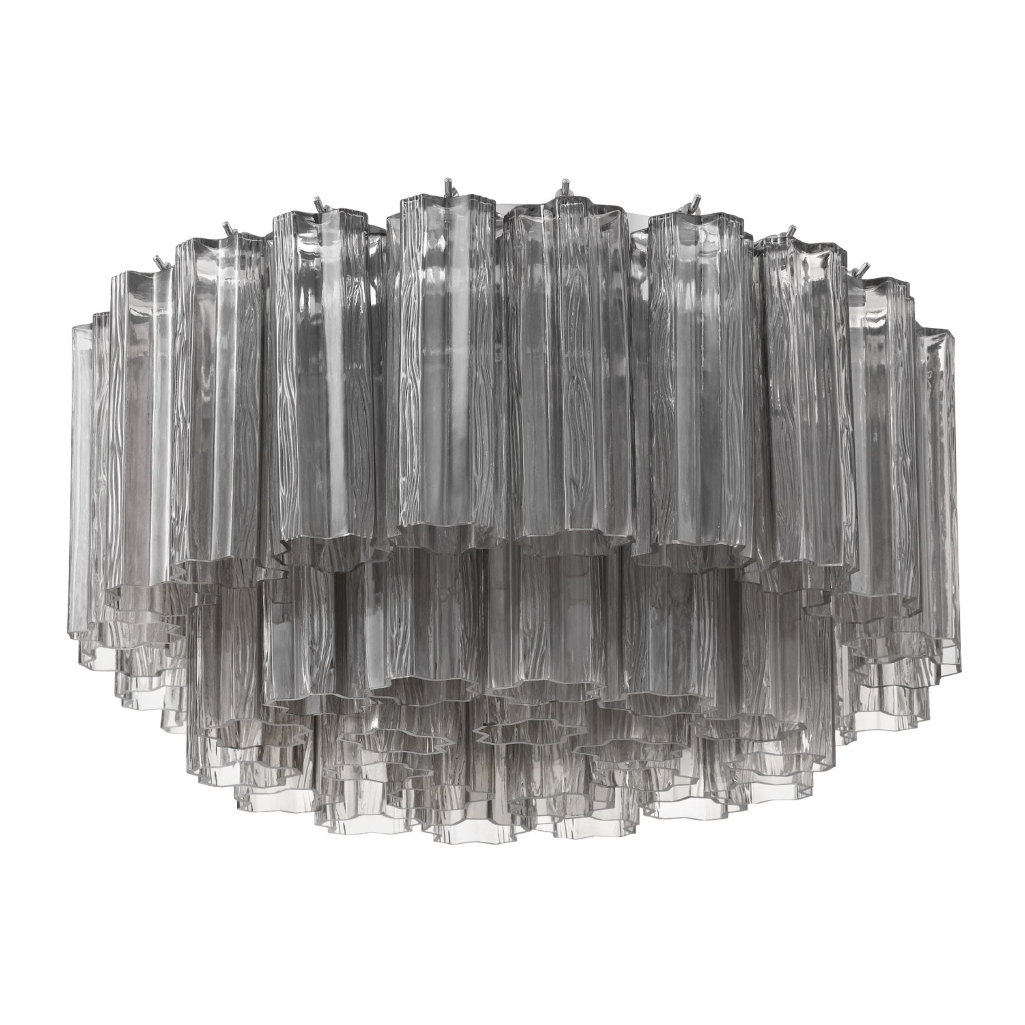 Addis 7 Light Polished Chrome Flush Mount Tronchi Glass Smoke 22.25"W x 11.75"H x 22.25"D