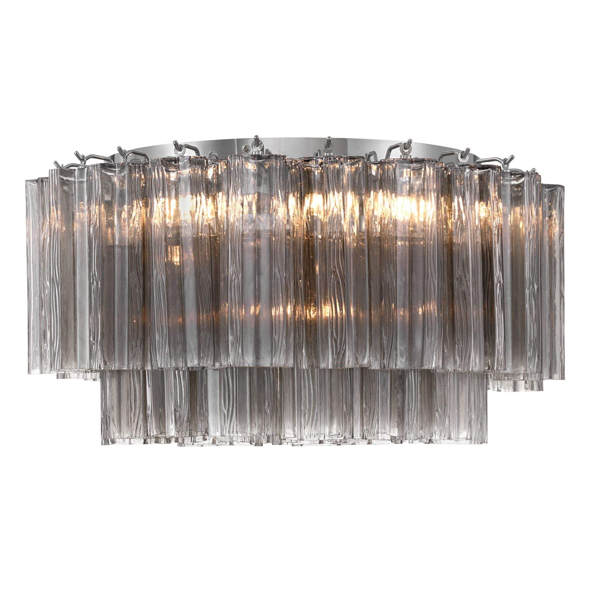 Addis 7 Light Polished Chrome Flush Mount Tronchi Glass Smoke 22.25"W x 11.75"H x 22.25"D