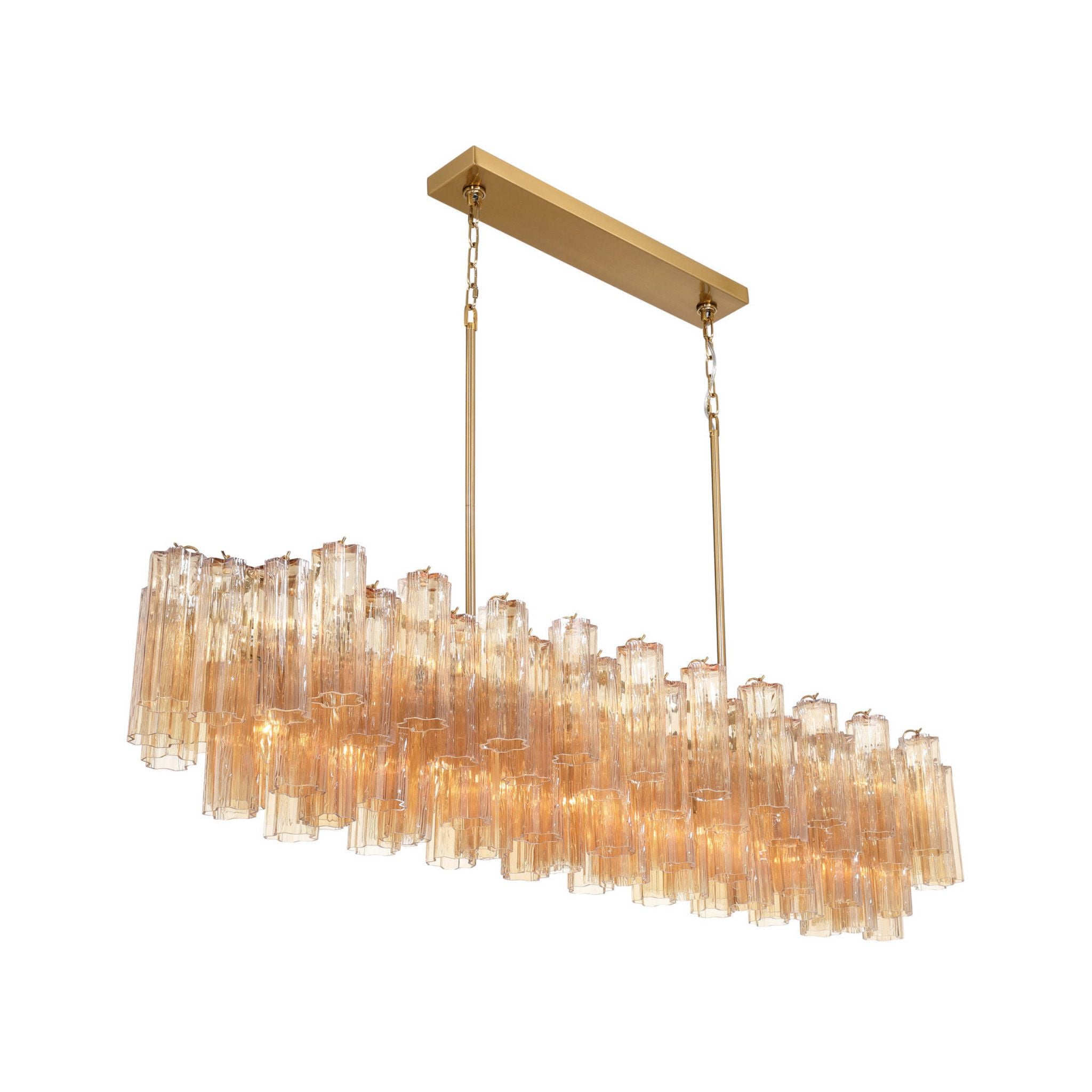 Addis 65'' Aged Brass Linear Chandelier Gold 16-Light 65"W x 13.5"H x 14"D