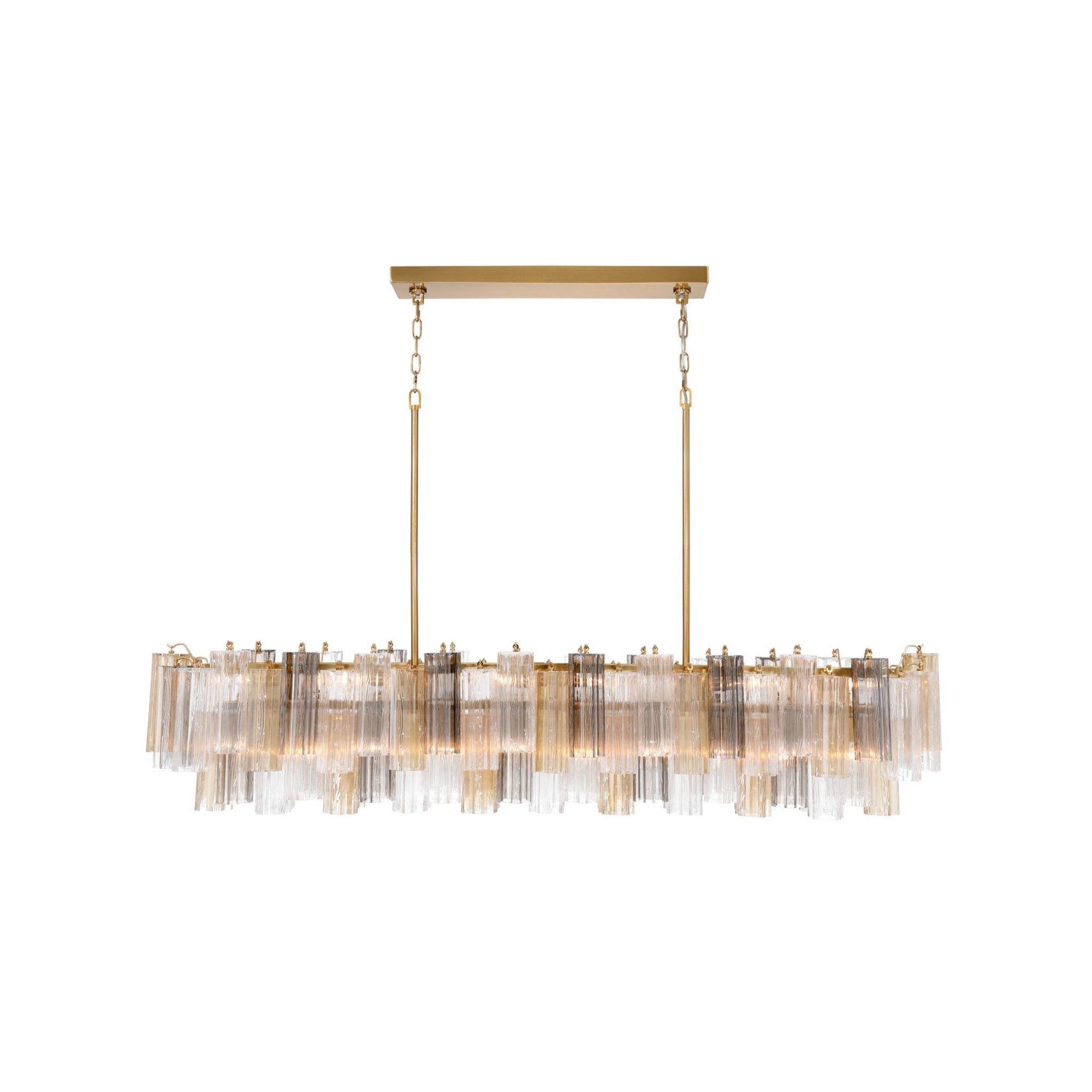 Addis 65'' Aged Brass Linear Chandelier Multi Autumn Glass 16-Light 65"W x 13.5"H x 14"D