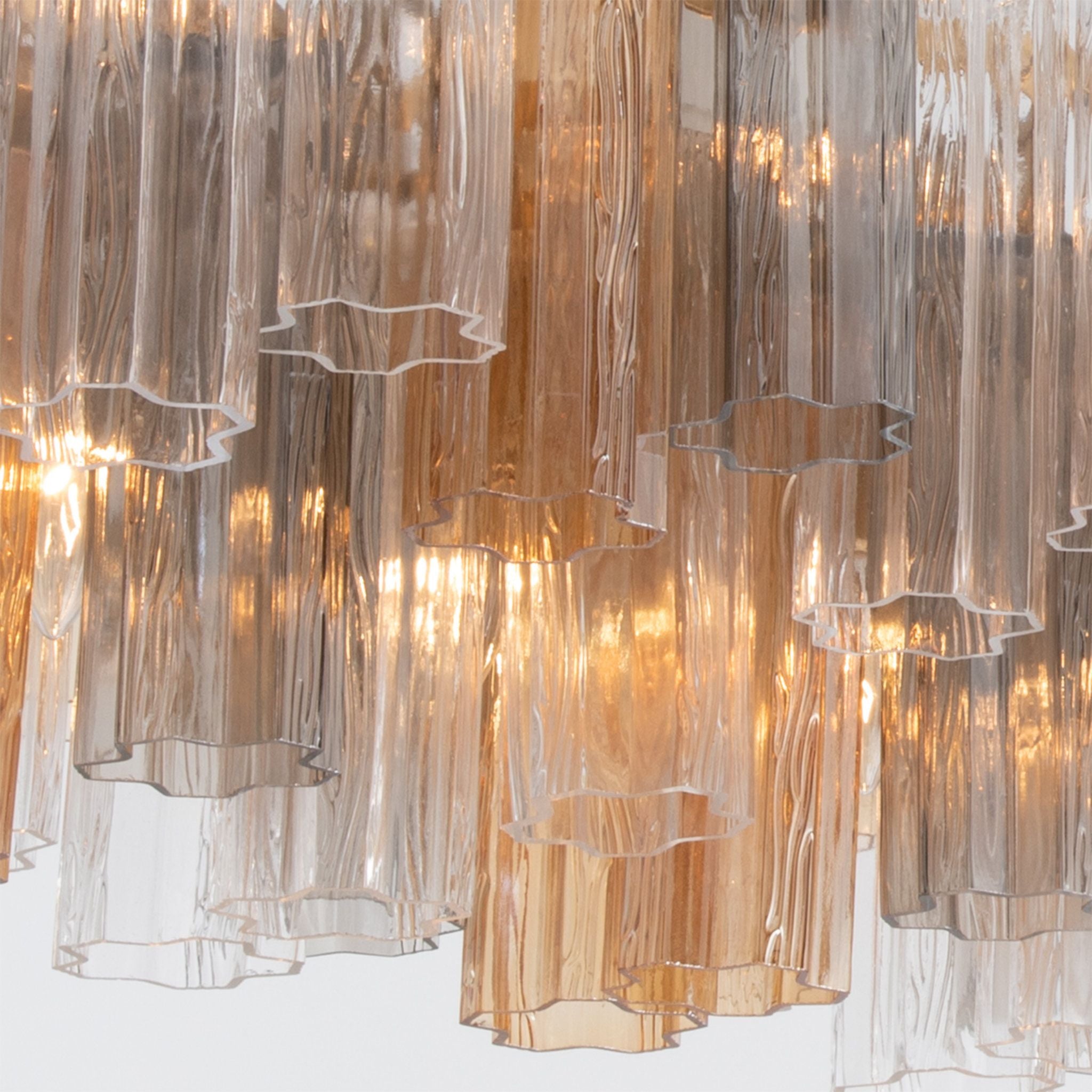 Addis 65'' Aged Brass Linear Chandelier Multi Autumn Glass 16-Light 65"W x 13.5"H x 14"D
