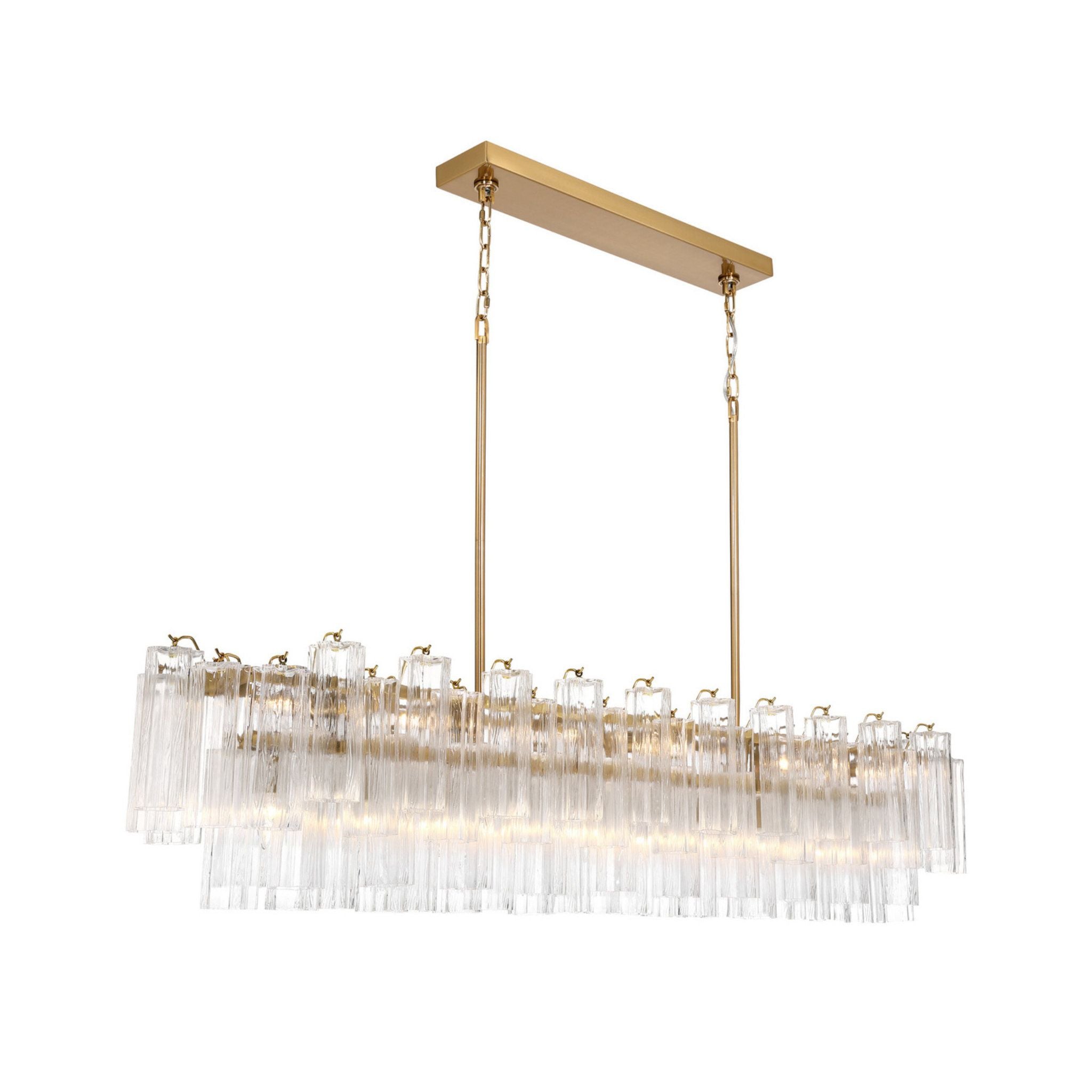 Addis 65'' Aged Brass Linear Chandelier Clear 16-Light 65"W x 13.5"H x 14"D