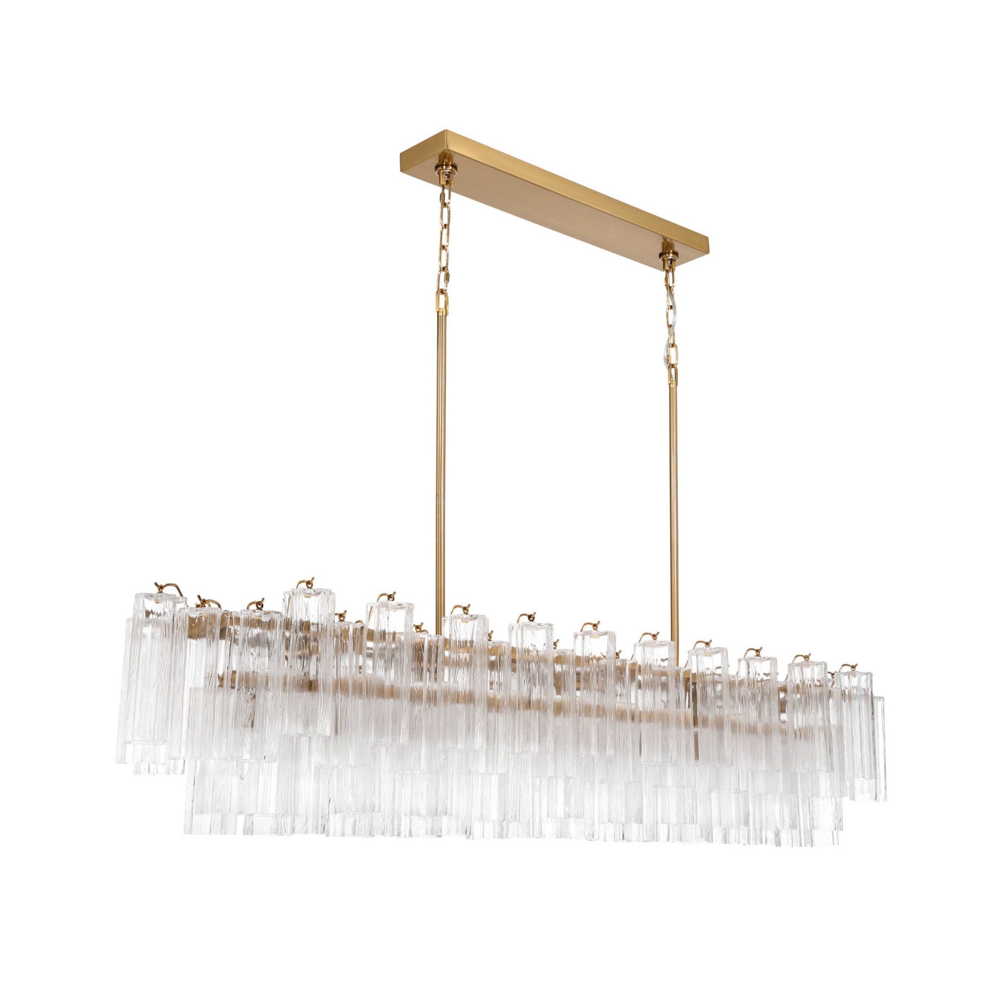 Addis 65'' Aged Brass Linear Chandelier Clear 16-Light 65"W x 13.5"H x 14"D