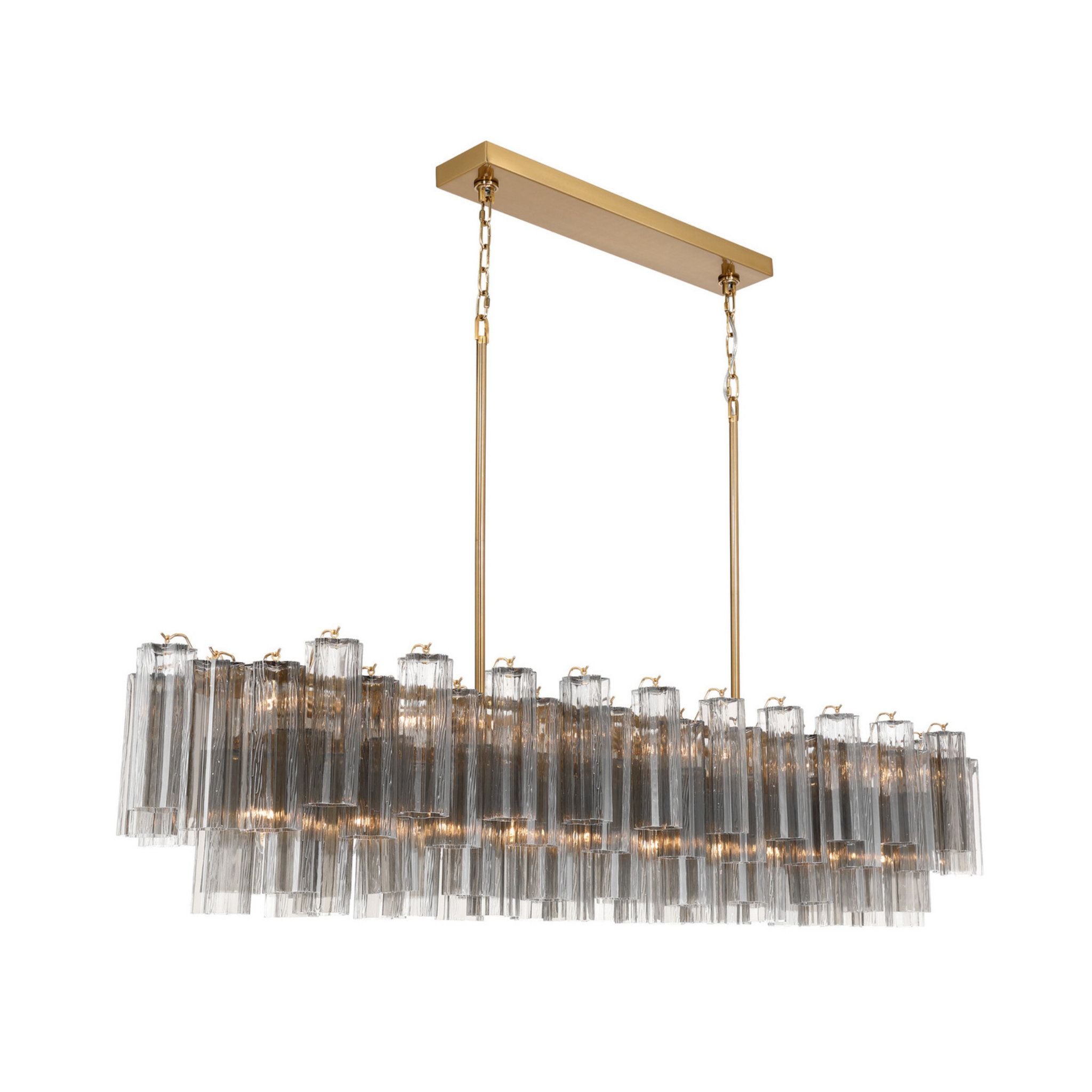 Addis 65'' Aged Brass Linear Chandelier Gray 16-Light 65"W x 13.5"H x 14"D