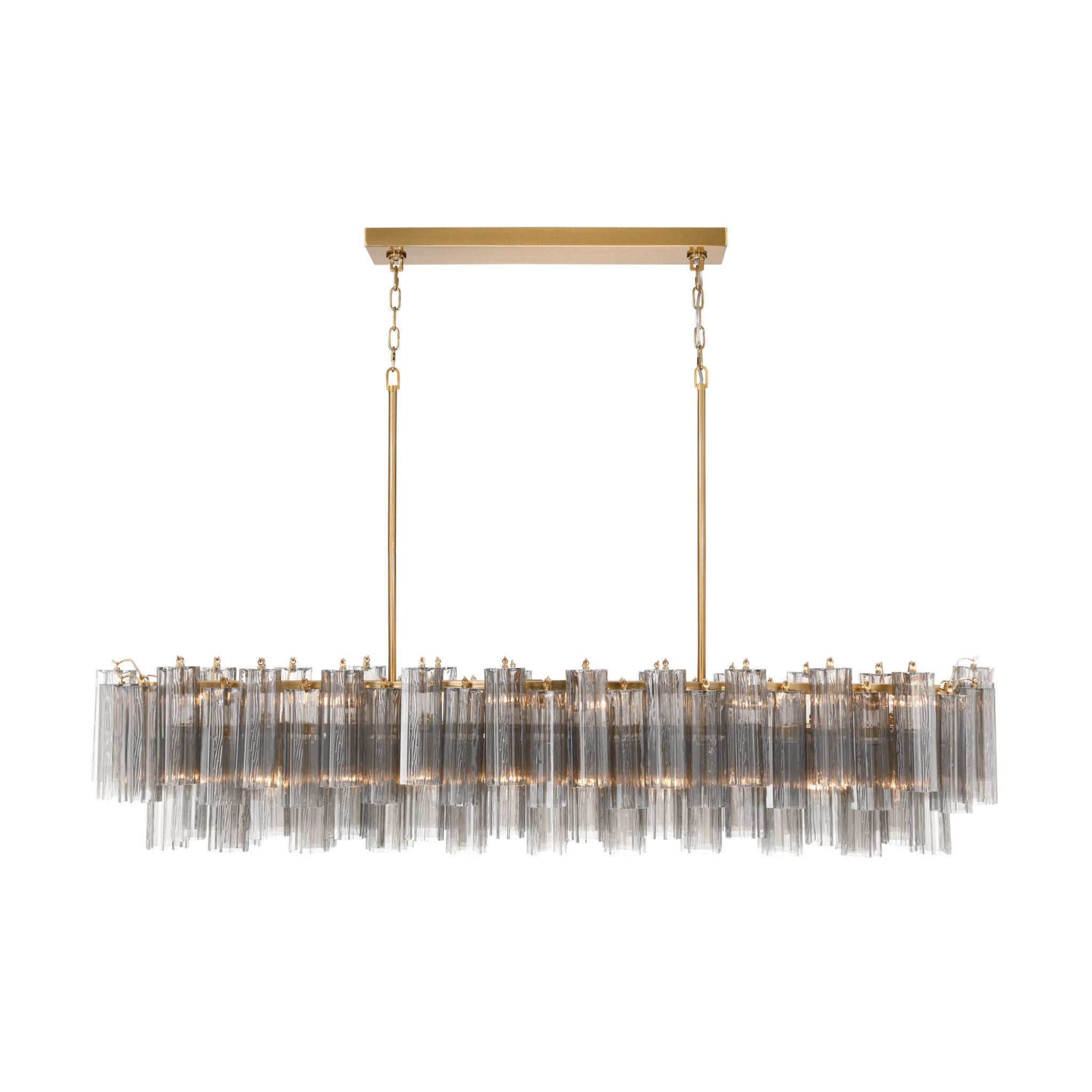 Addis 65'' Aged Brass Linear Chandelier Gray 16-Light 65"W x 13.5"H x 14"D
