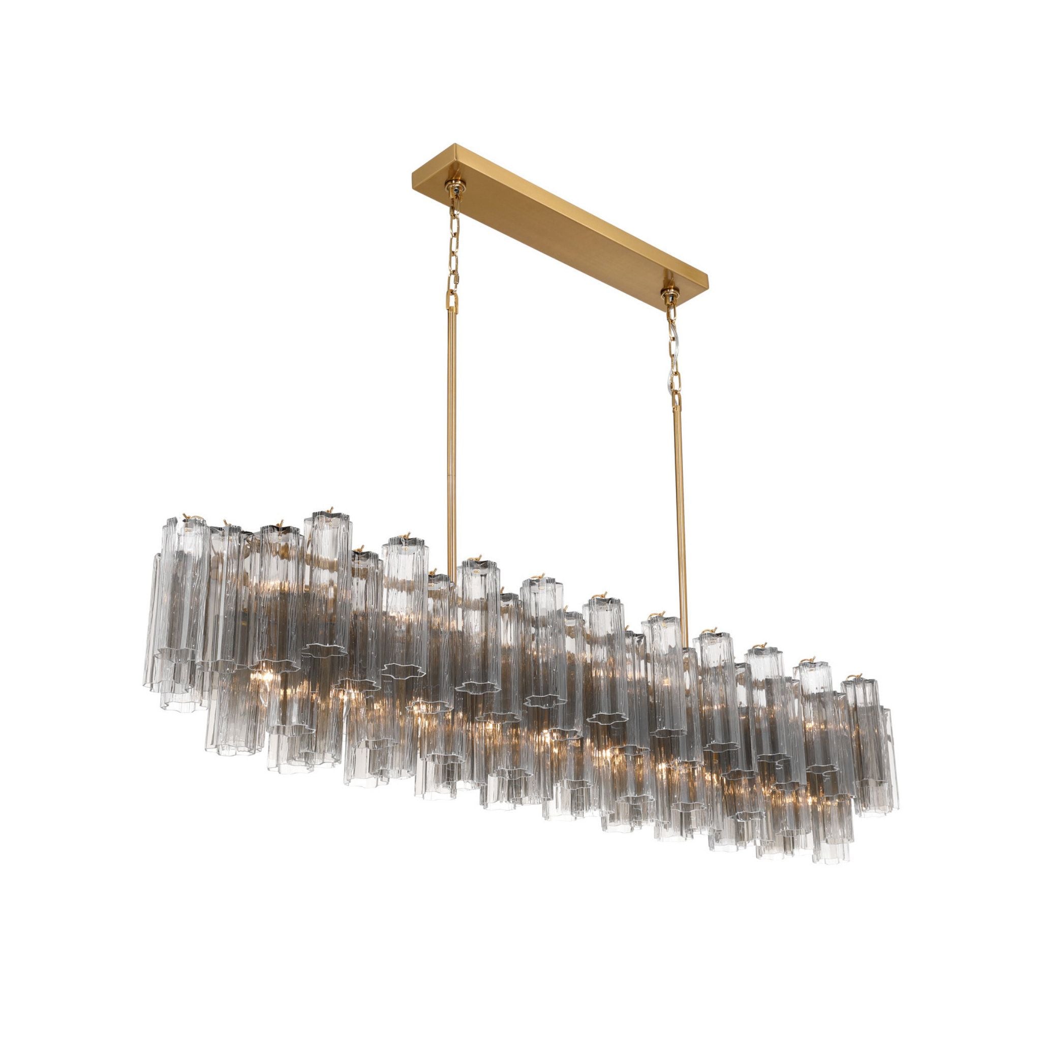 Addis 65'' Aged Brass Linear Chandelier Gray 16-Light 65"W x 13.5"H x 14"D