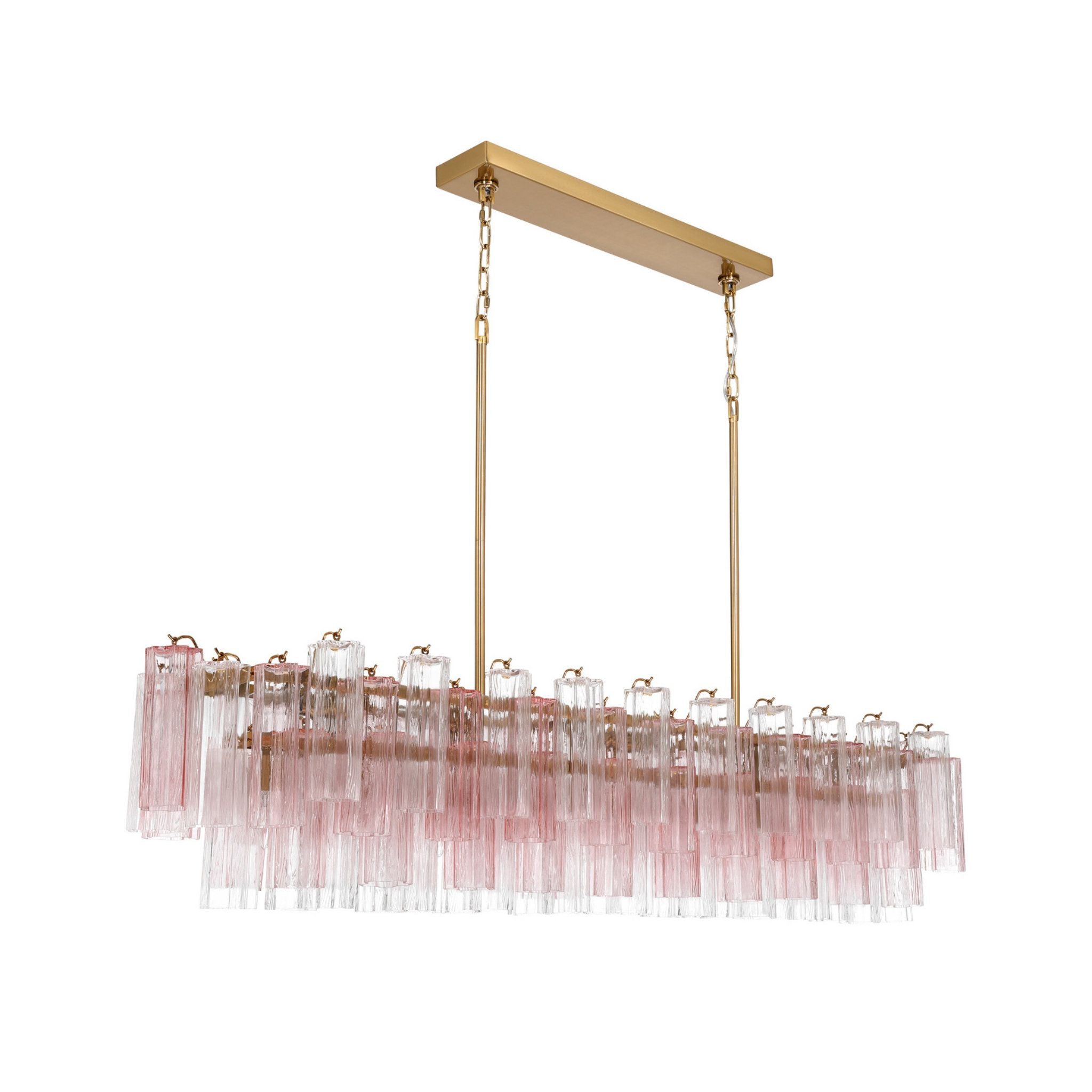 Addis 65'' Aged Brass Linear Chandelier Multi Spring Glass 16-Light 65"W x 13.5"H x 14"D