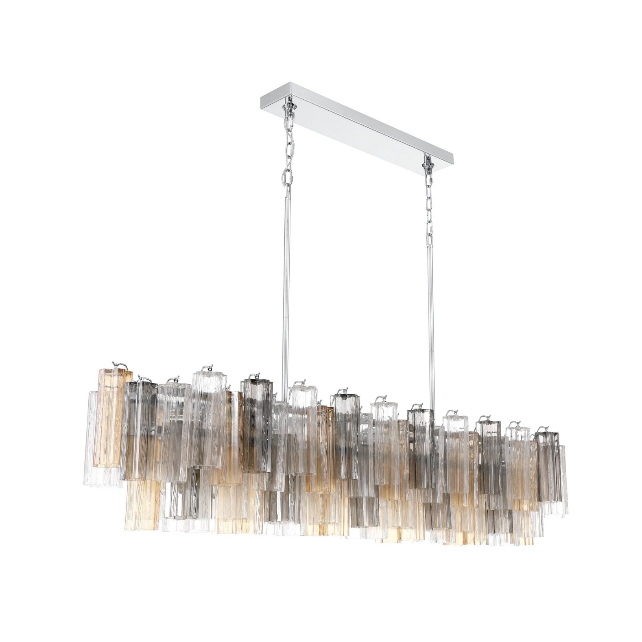 Addis 65'' Polished Chrome Linear Chandelier Multi Autumn Glass 16-Light 65"W x 13.5"H x 14"D