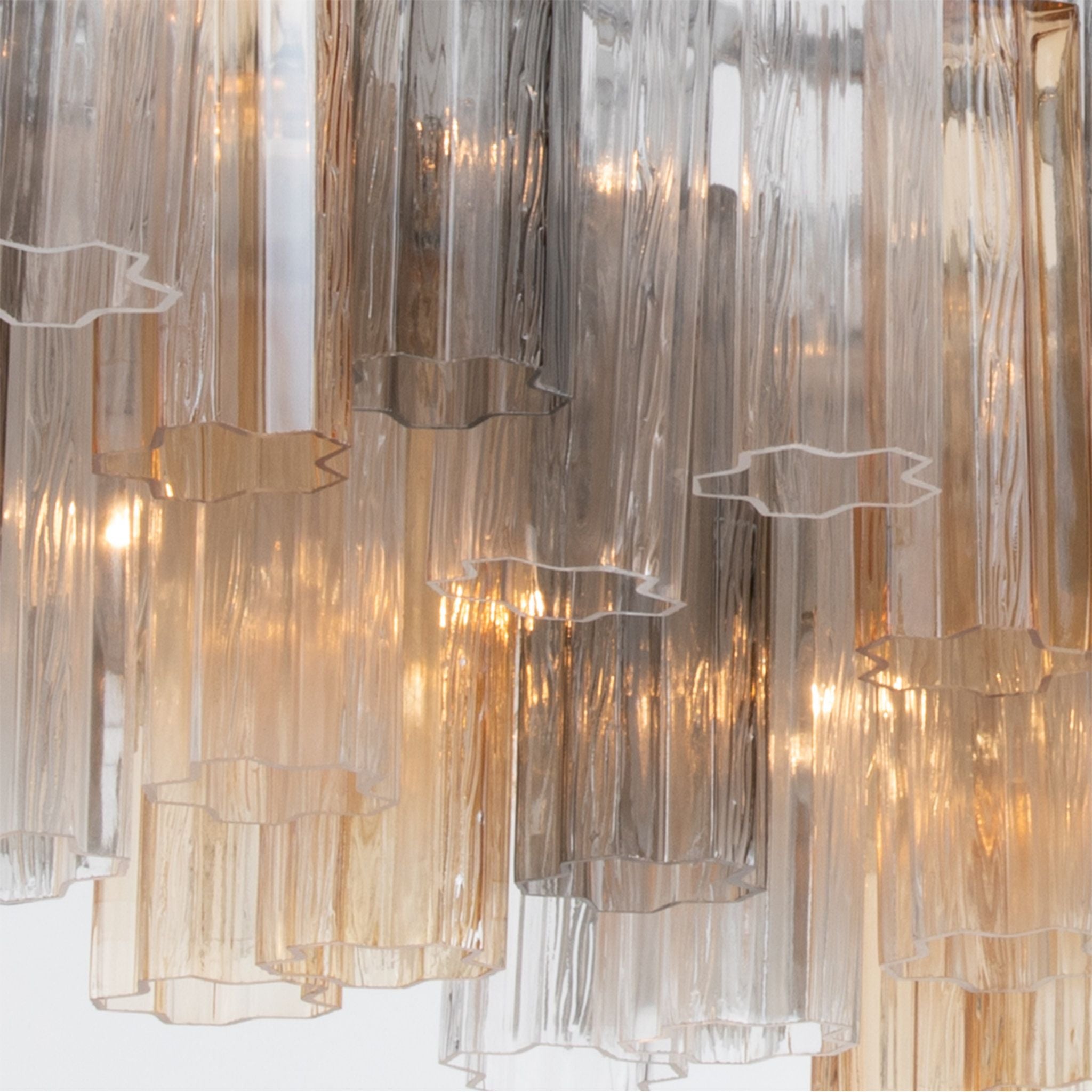 Addis 65'' Polished Chrome Linear Chandelier Multi Autumn Glass 16-Light 65"W x 13.5"H x 14"D