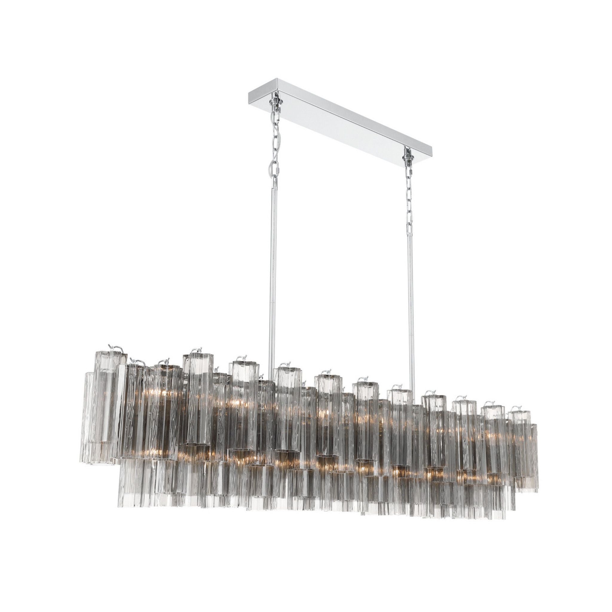 Addis 65'' Polished Chrome Linear Chandelier Gray 16-Light 65"W x 13.5"H x 14"D