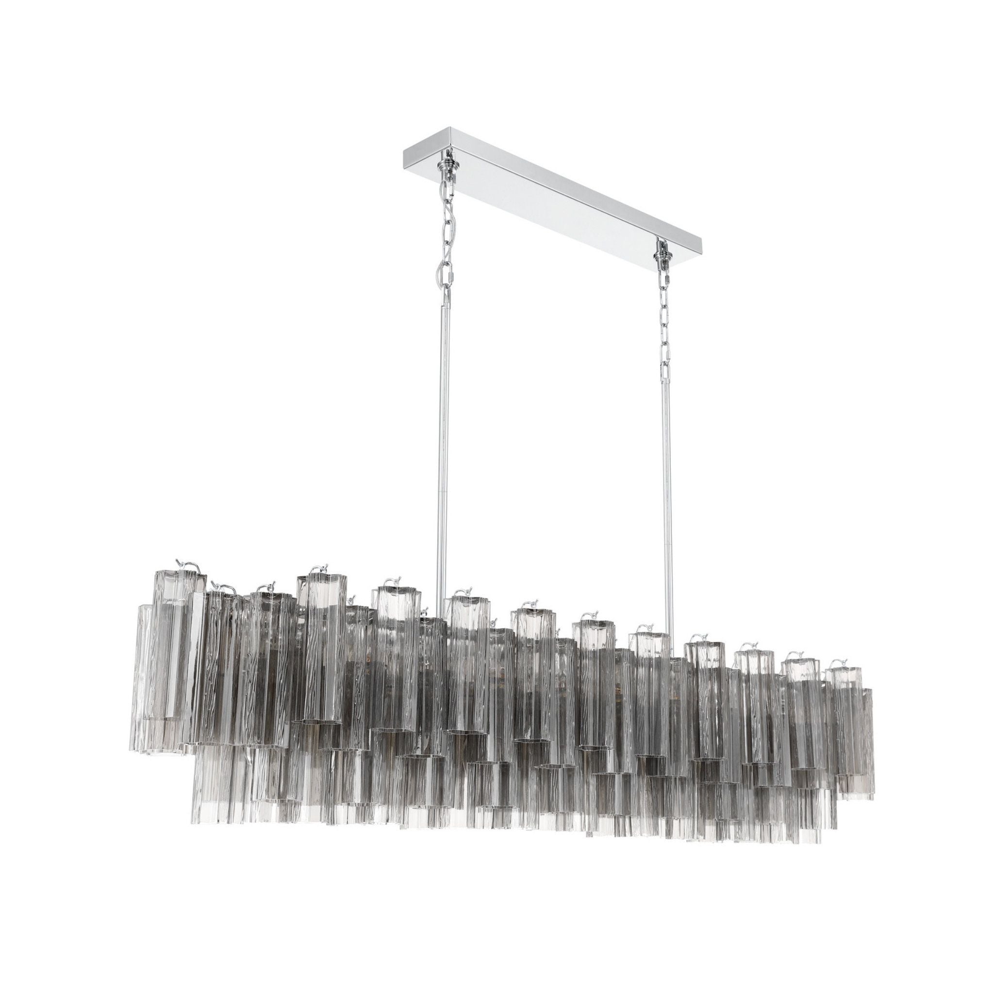Addis 65'' Polished Chrome Linear Chandelier Gray 16-Light 65"W x 13.5"H x 14"D