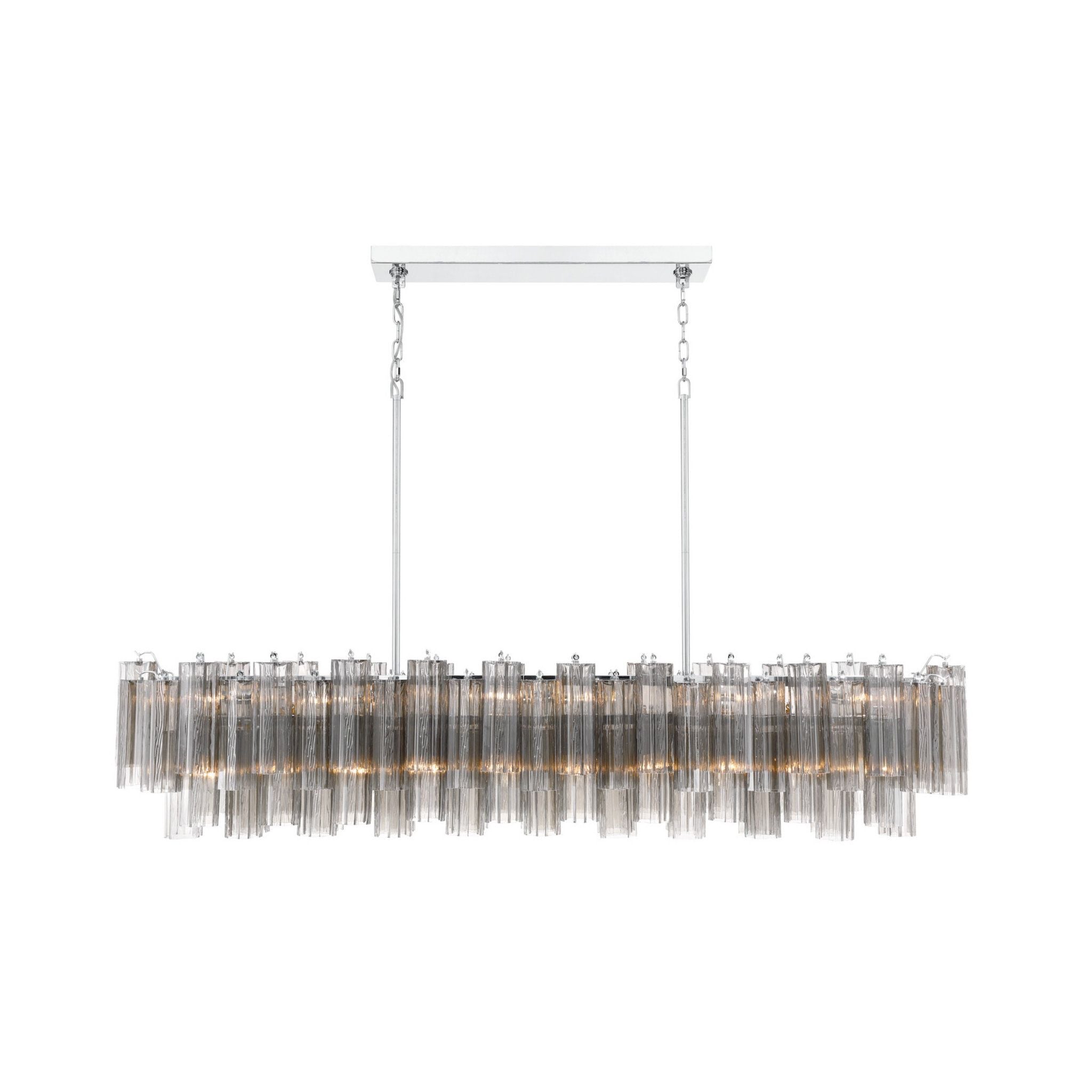 Addis 65'' Polished Chrome Linear Chandelier Gray 16-Light 65"W x 13.5"H x 14"D