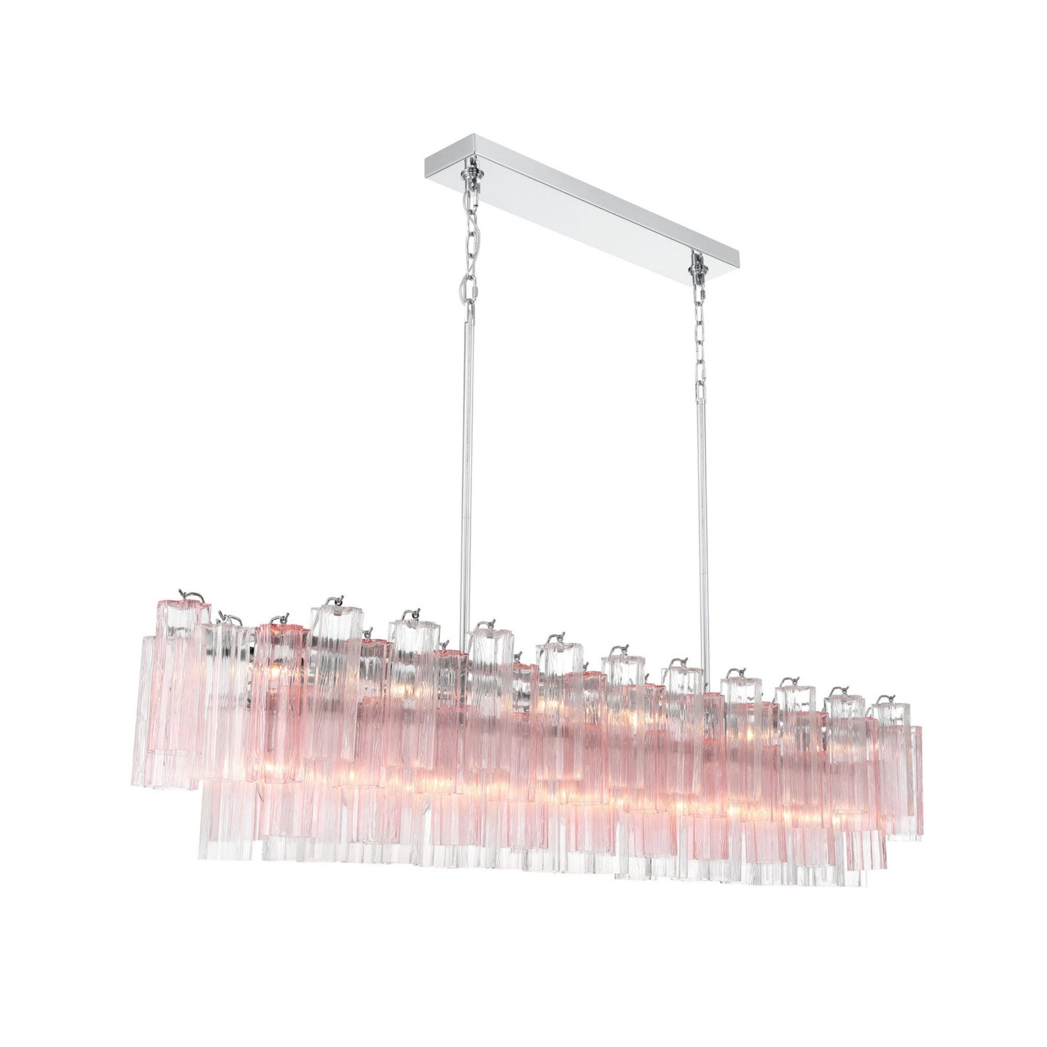 Addis 65'' Polished Chrome Linear Chandelier Multi Spring Glass 16-Light 65"W x 13.5"H x 14"D