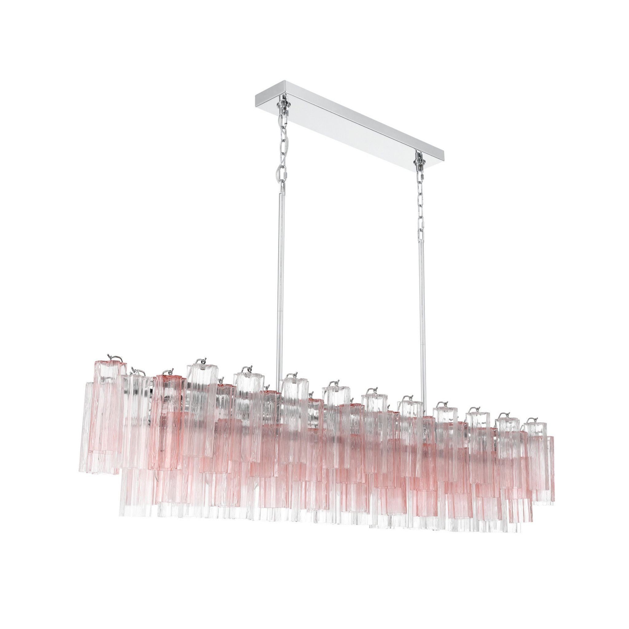 Addis 65'' Polished Chrome Linear Chandelier Multi Spring Glass 16-Light 65"W x 13.5"H x 14"D