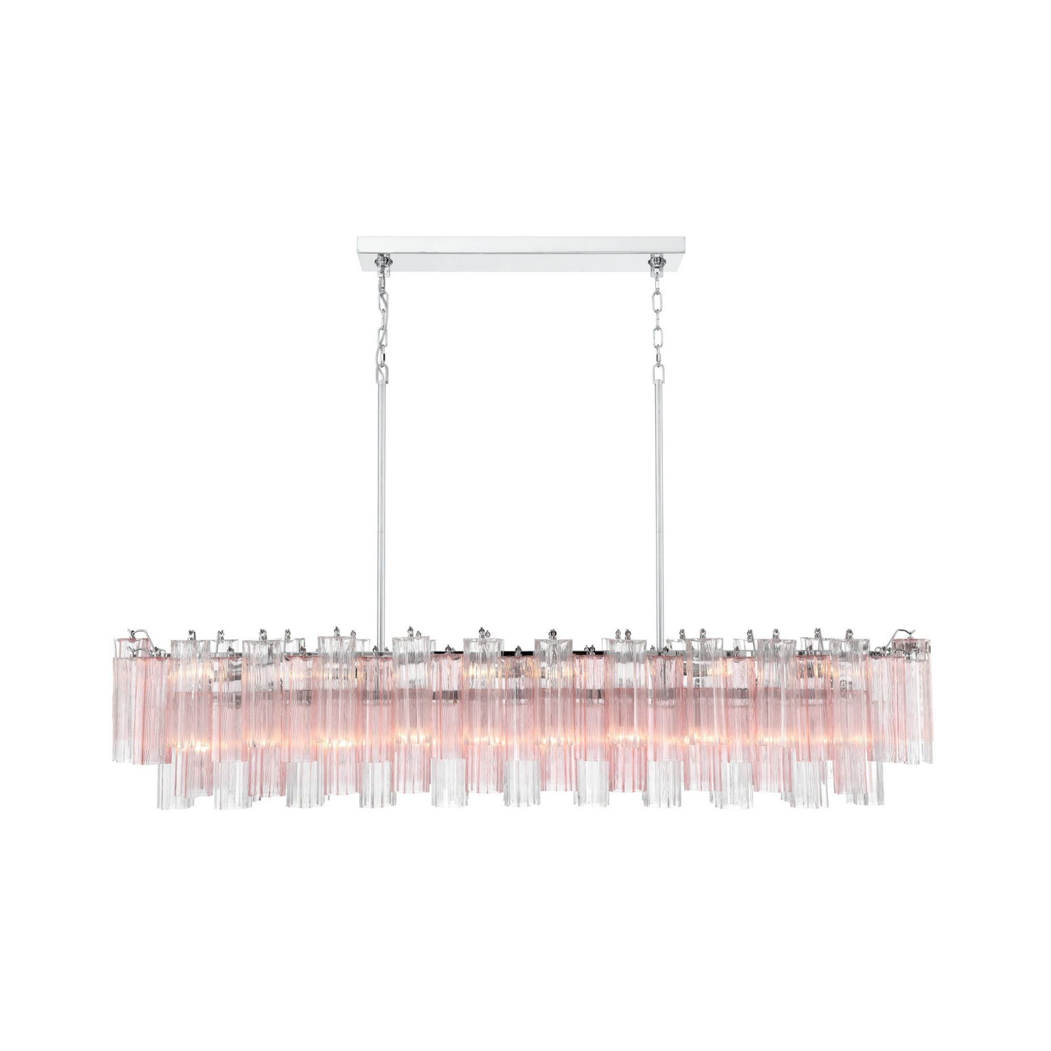 Addis 65'' Polished Chrome Linear Chandelier Multi Spring Glass 16-Light 65"W x 13.5"H x 14"D