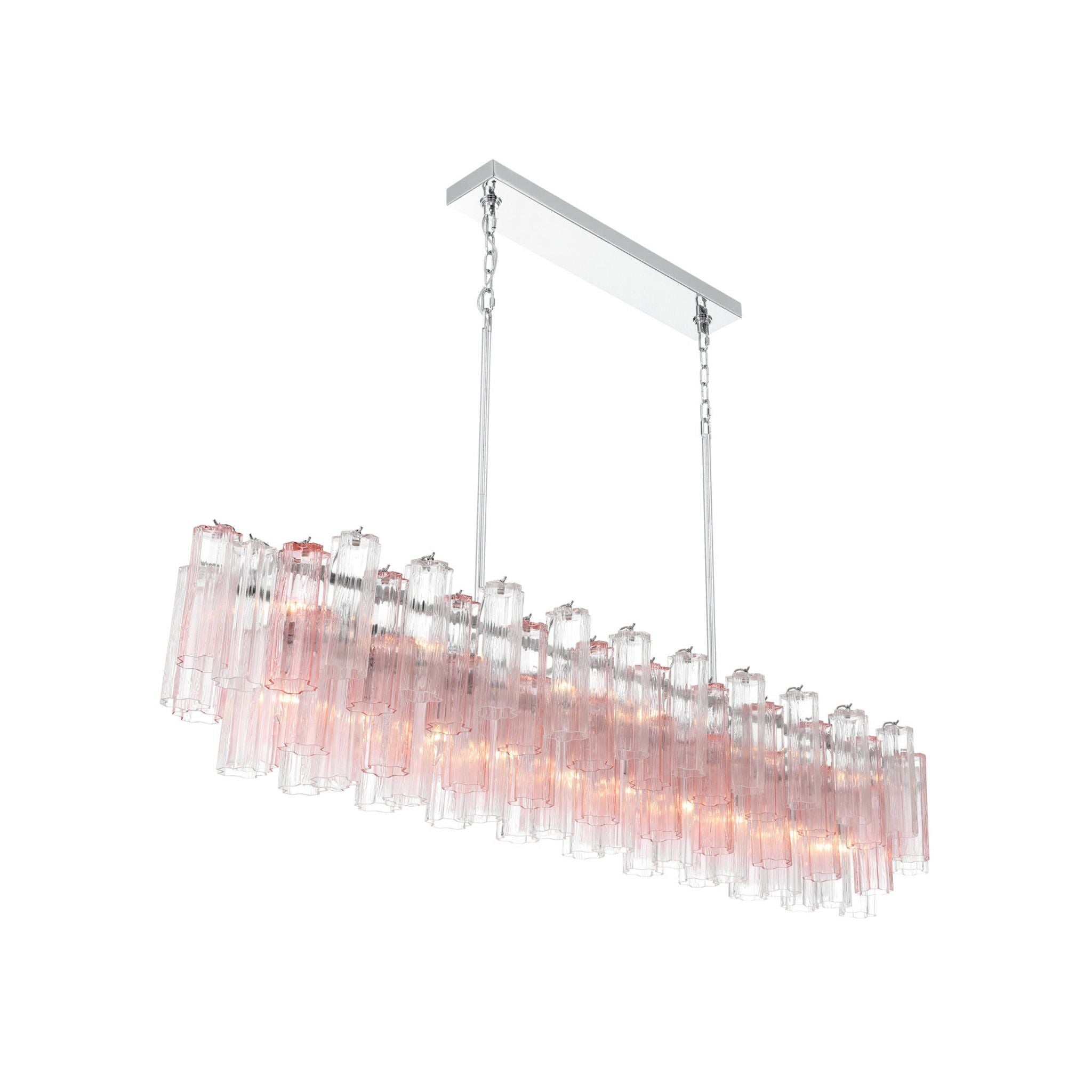Addis 65'' Polished Chrome Linear Chandelier Multi Spring Glass 16-Light 65"W x 13.5"H x 14"D