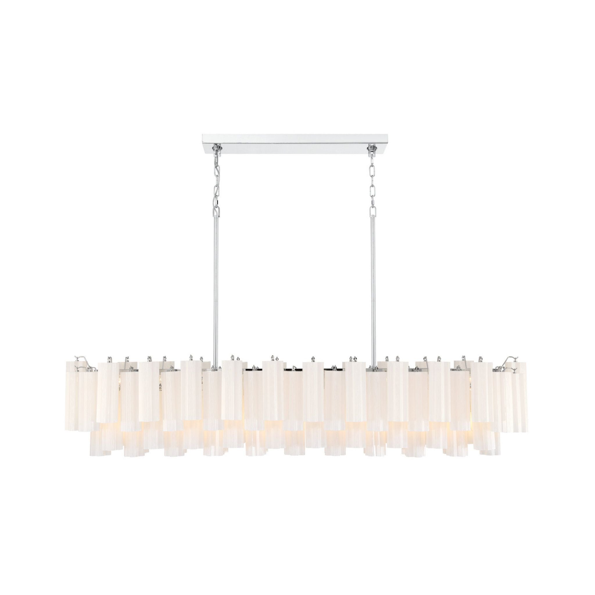 Addis 65'' Polished Chrome Linear Chandelier White 16-Light 65"W x 13.5"H x 14"D