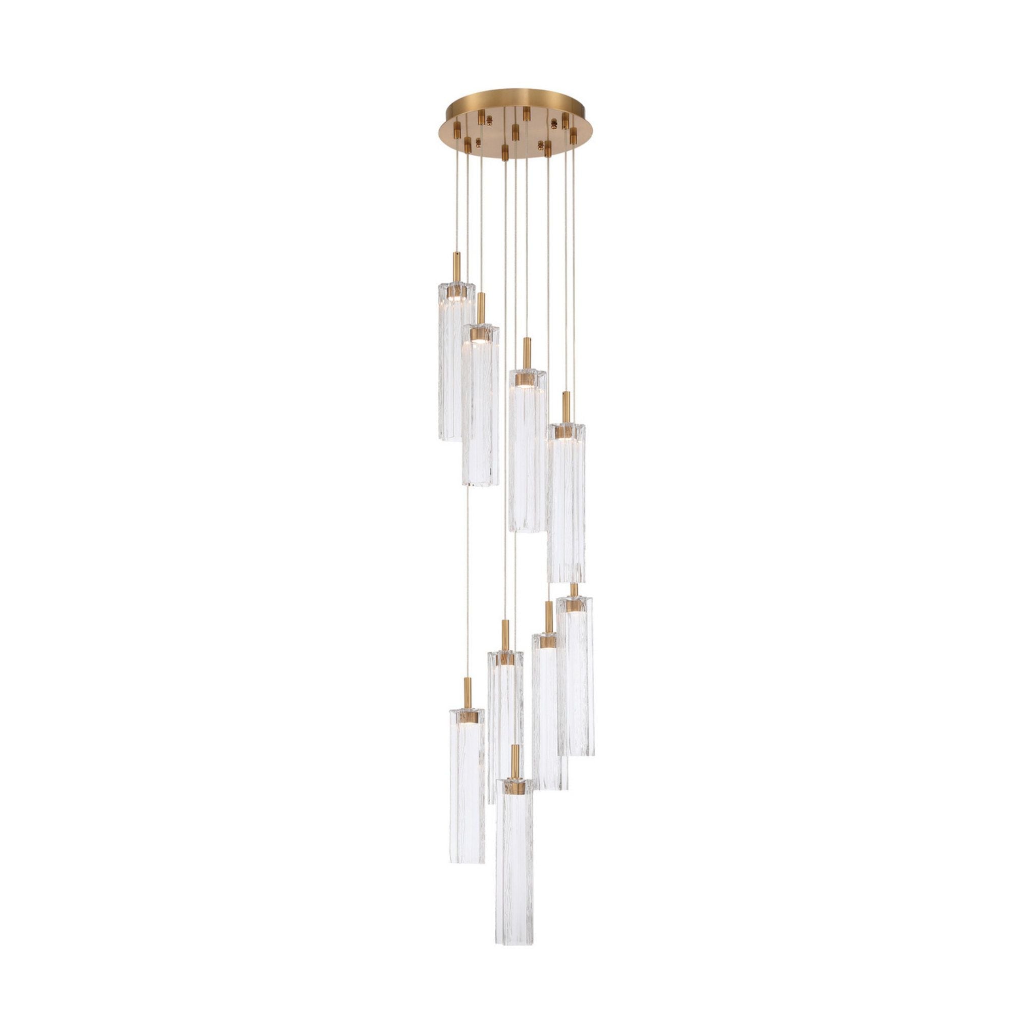 Addis 12" Integrated LED Multi-Light Aged Brass Pendant Clear 9-Light 12"W x 21"H x 12"D