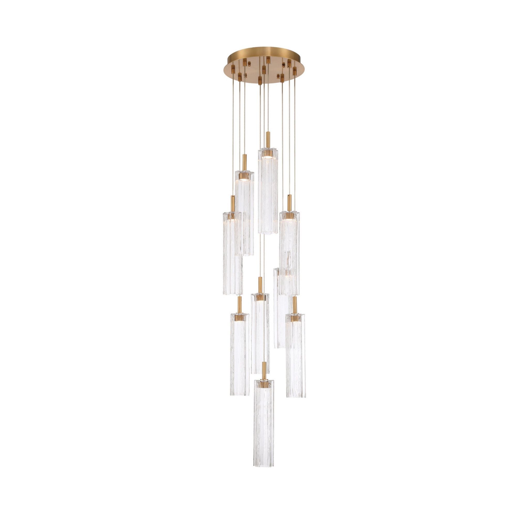 Addis 12" Integrated LED Multi-Light Aged Brass Pendant Clear 9-Light 12"W x 21"H x 12"D