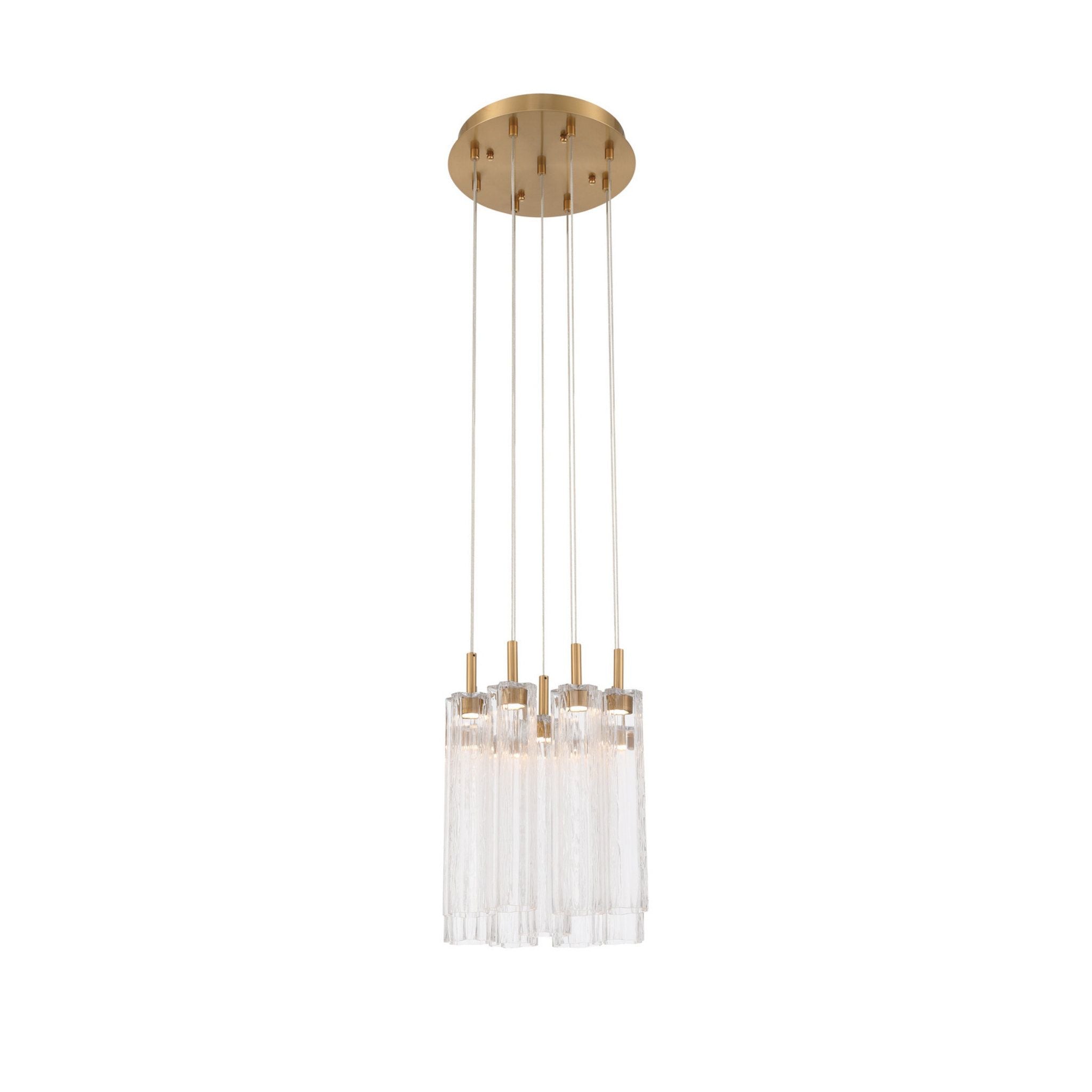 Addis 12" Integrated LED Multi-Light Aged Brass Pendant Clear 9-Light 12"W x 21"H x 12"D