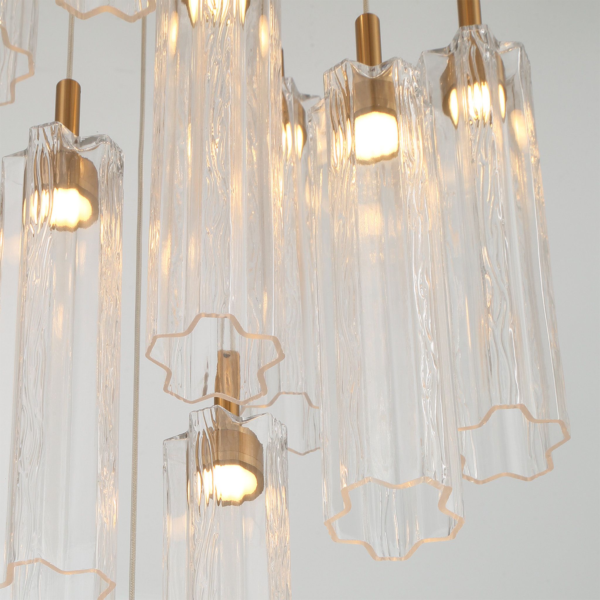 Addis 12" Integrated LED Multi-Light Aged Brass Pendant Clear 9-Light 12"W x 21"H x 12"D