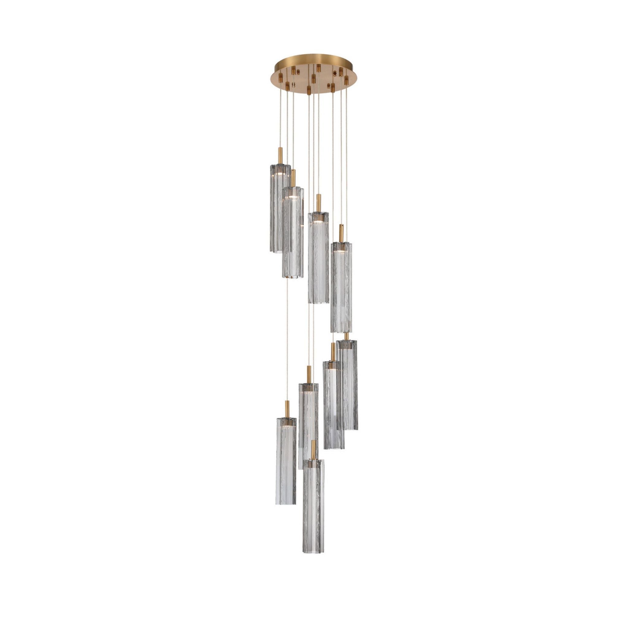 Addis 12" Integrated LED Multi-Light Aged Brass Pendant Gray 9-Light 12"W x 21"H x 12"D