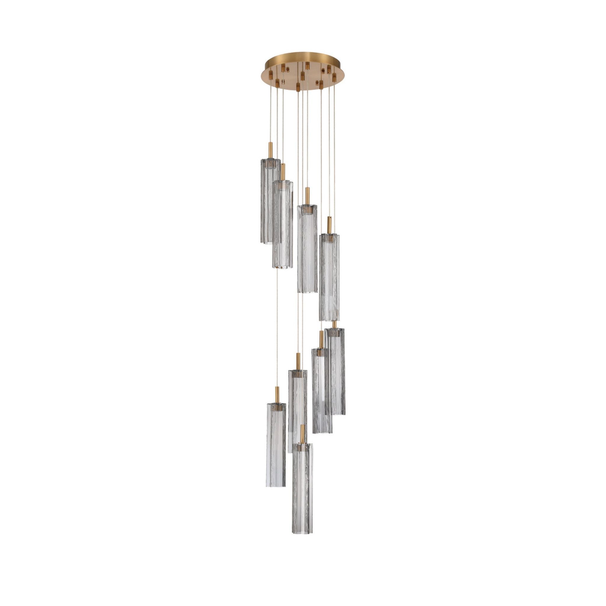 Addis 12" Integrated LED Multi-Light Aged Brass Pendant Gray 9-Light 12"W x 21"H x 12"D