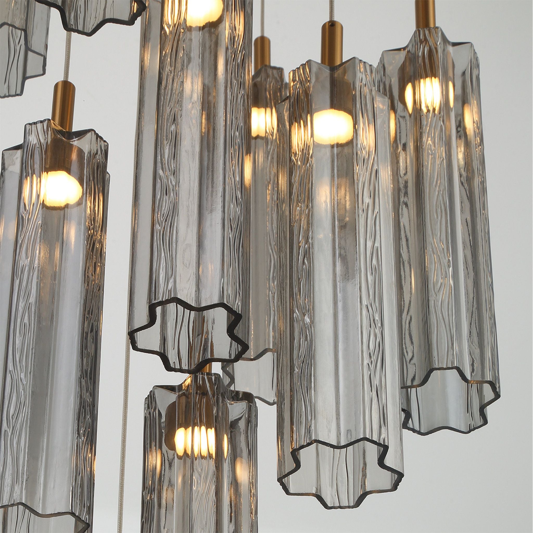 Addis 12" Integrated LED Multi-Light Aged Brass Pendant Gray 9-Light 12"W x 21"H x 12"D