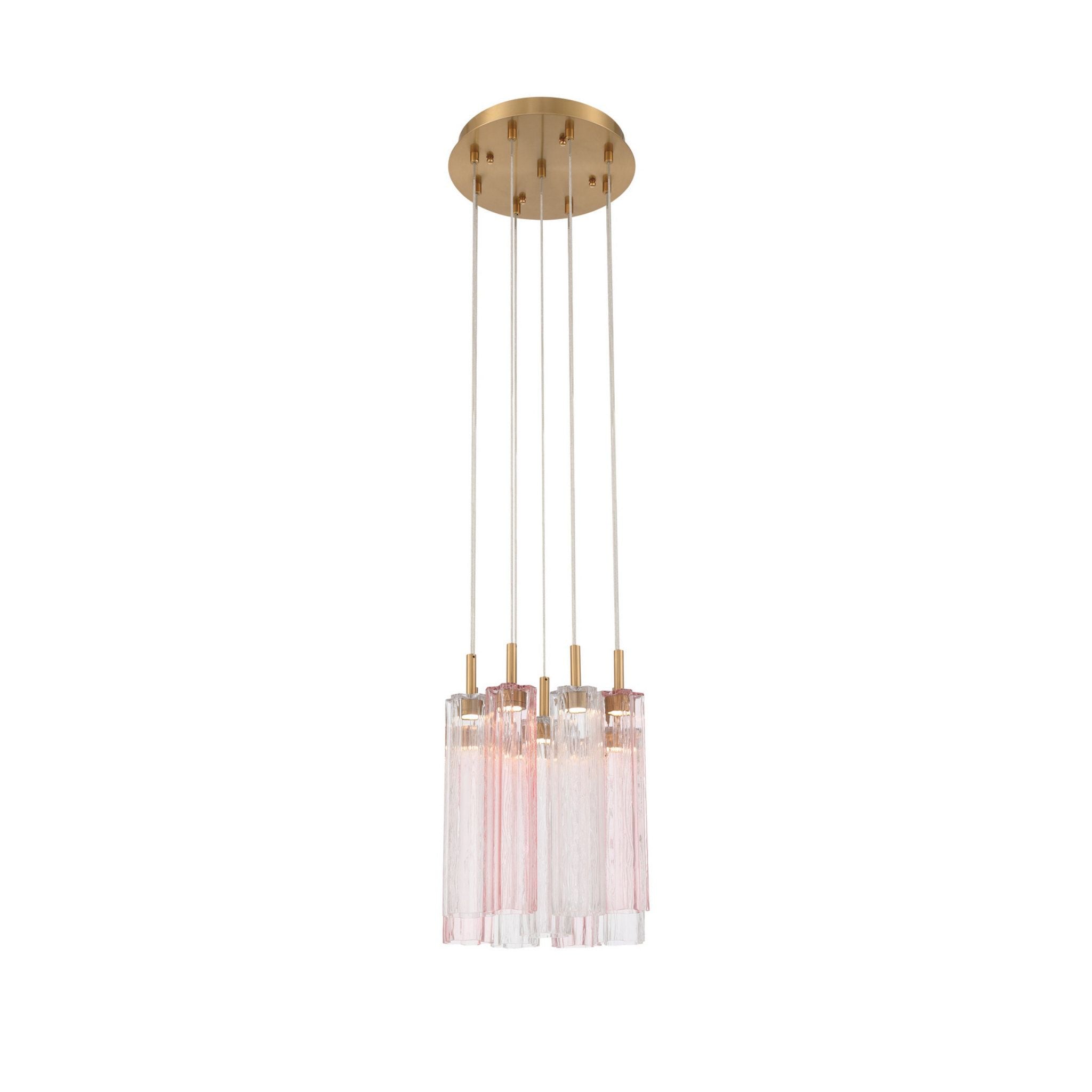 Addis 12" Integrated LED Multi-Light Aged Brass Pendant Spring Glass 9-Light 12"W x 21"H x 12"D