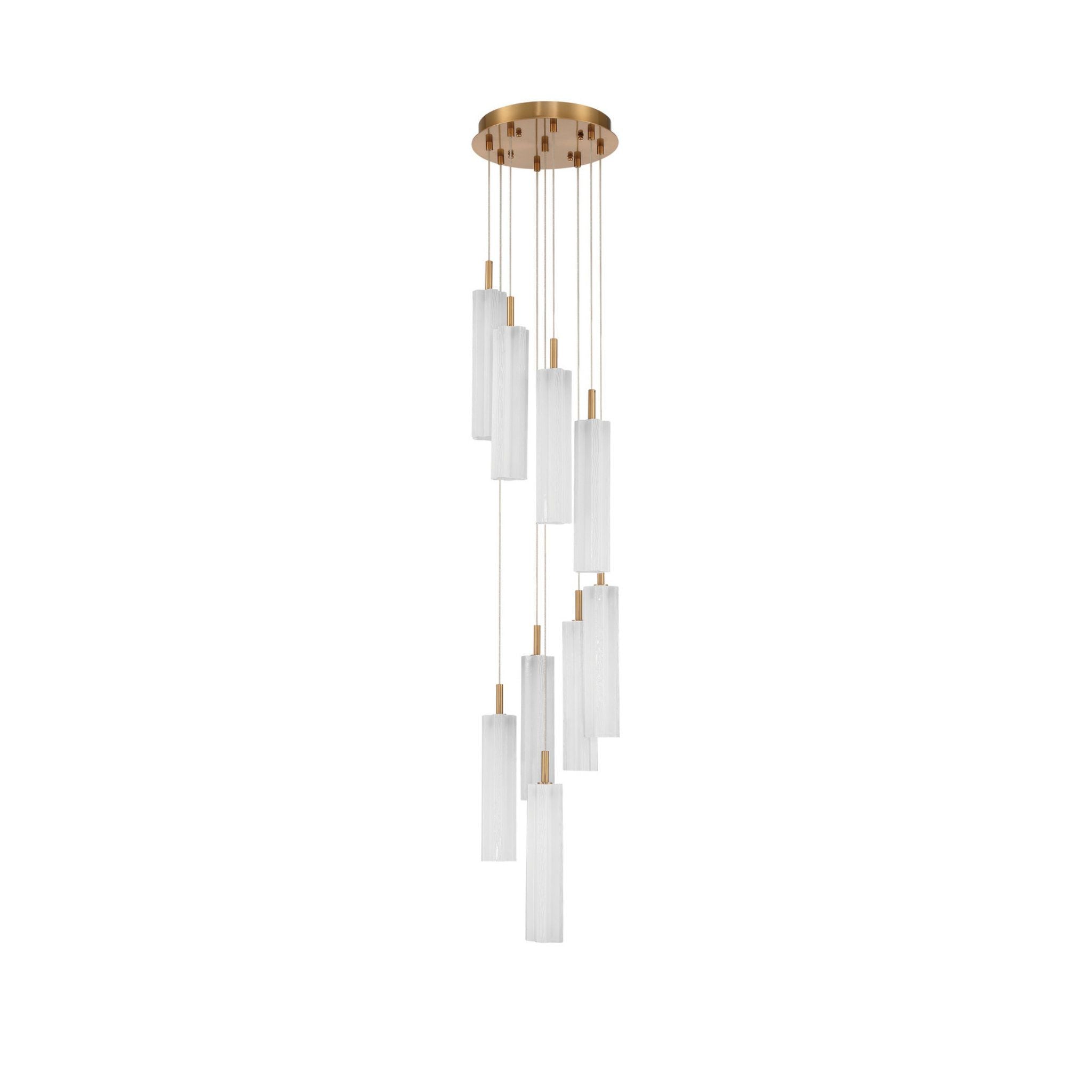 Addis 12" Integrated LED Multi-Light Aged Brass Pendant White 9-Light 12"W x 21"H x 12"D