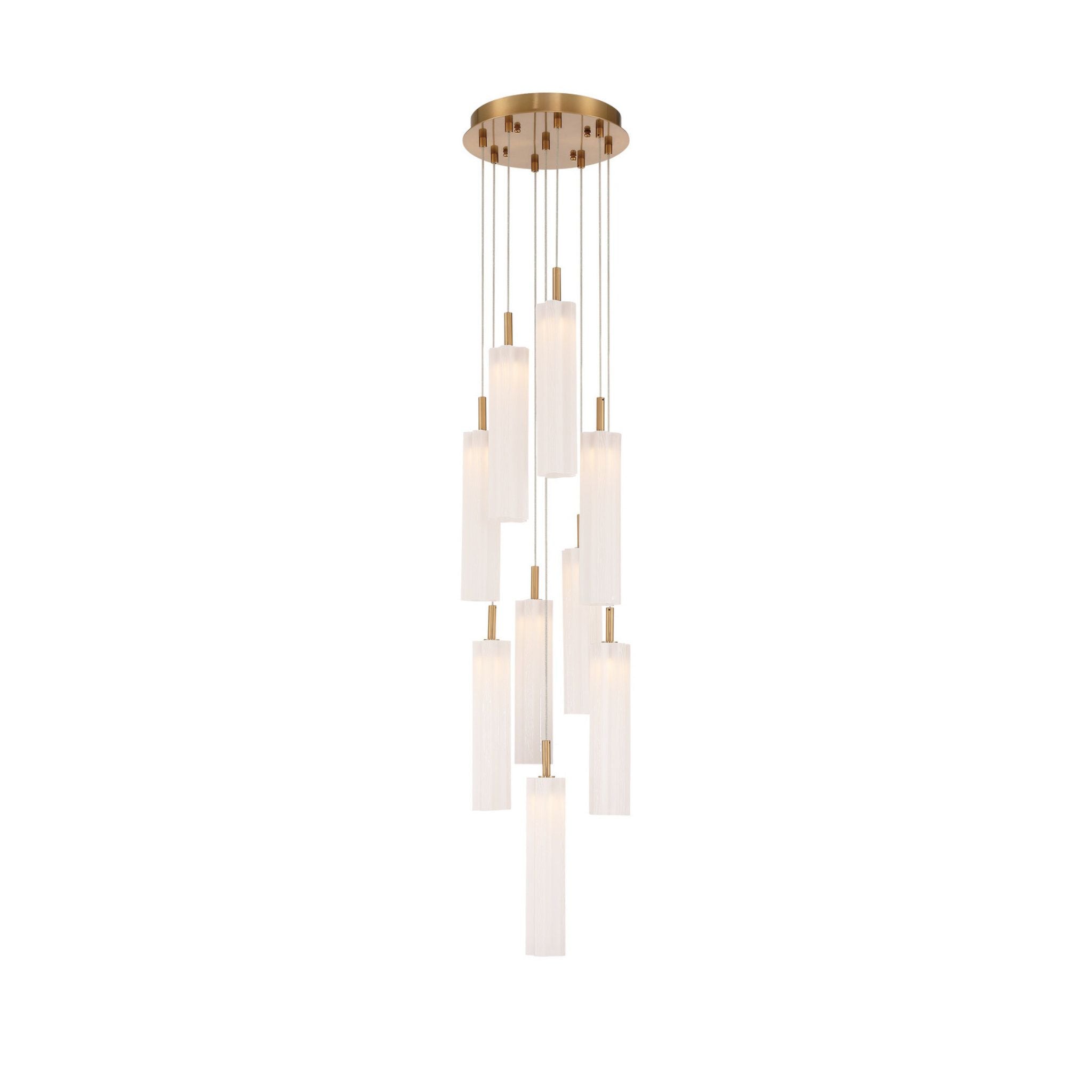 Addis 12" Integrated LED Multi-Light Aged Brass Pendant White 9-Light 12"W x 21"H x 12"D