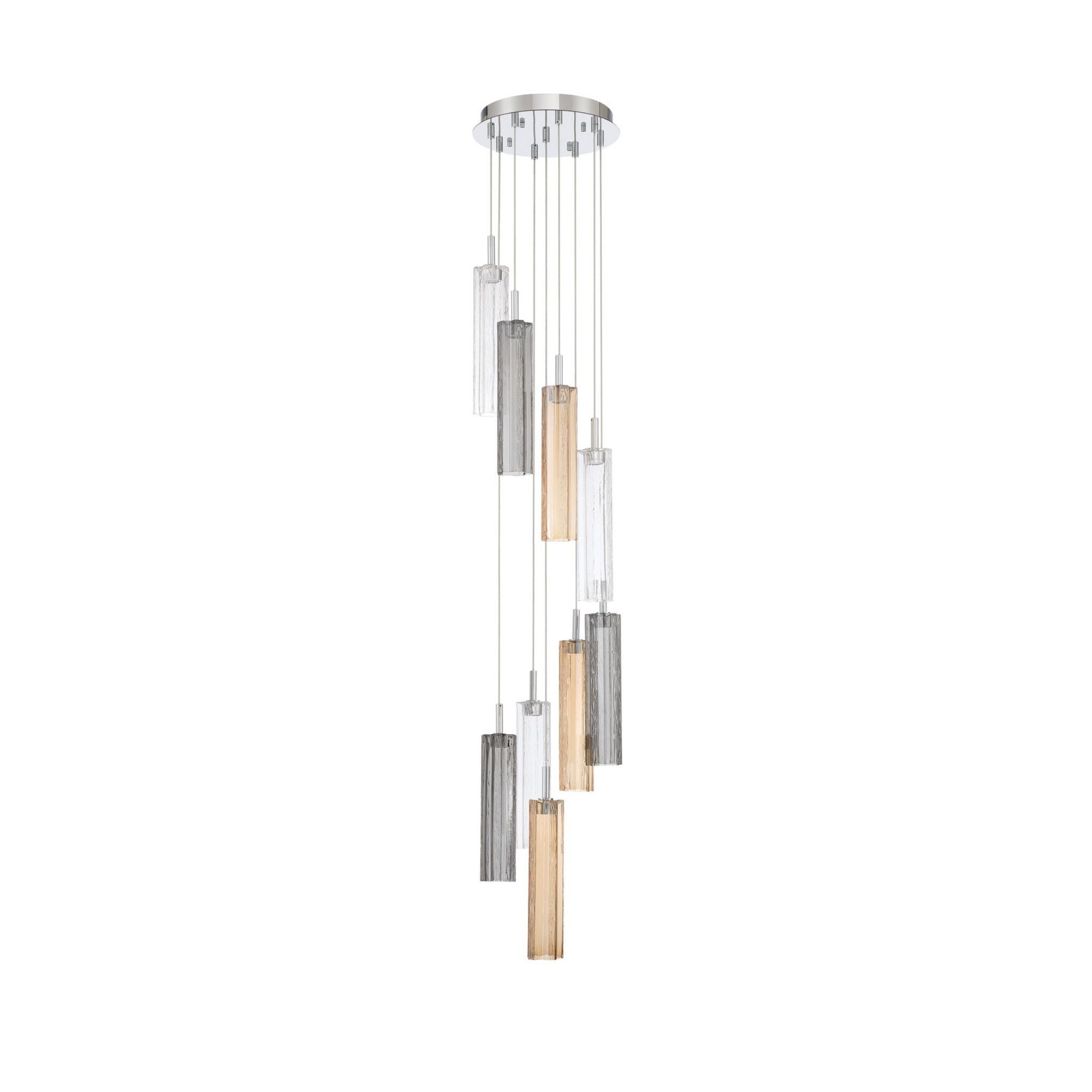 Addis 12" Integrated LED Multi-Light Polished Chrome Pendant Autumn Glass 9-Light 12"W x 21"H x 12"D
