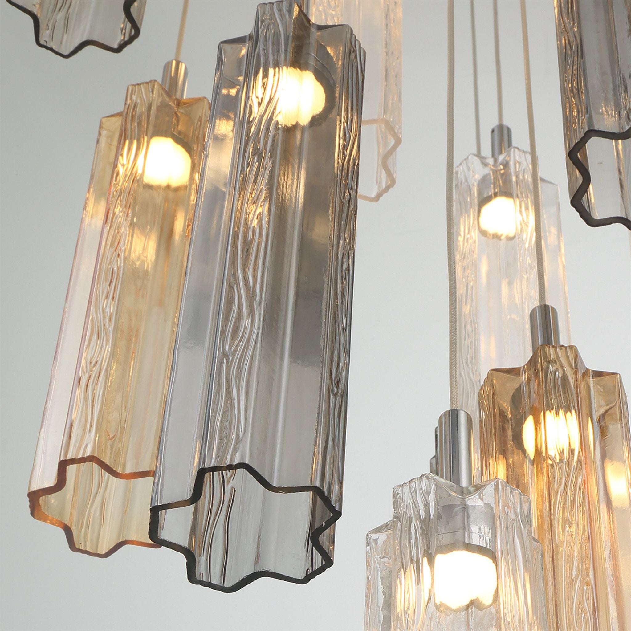 Addis 12" Integrated LED Multi-Light Polished Chrome Pendant Autumn Glass 9-Light 12"W x 21"H x 12"D