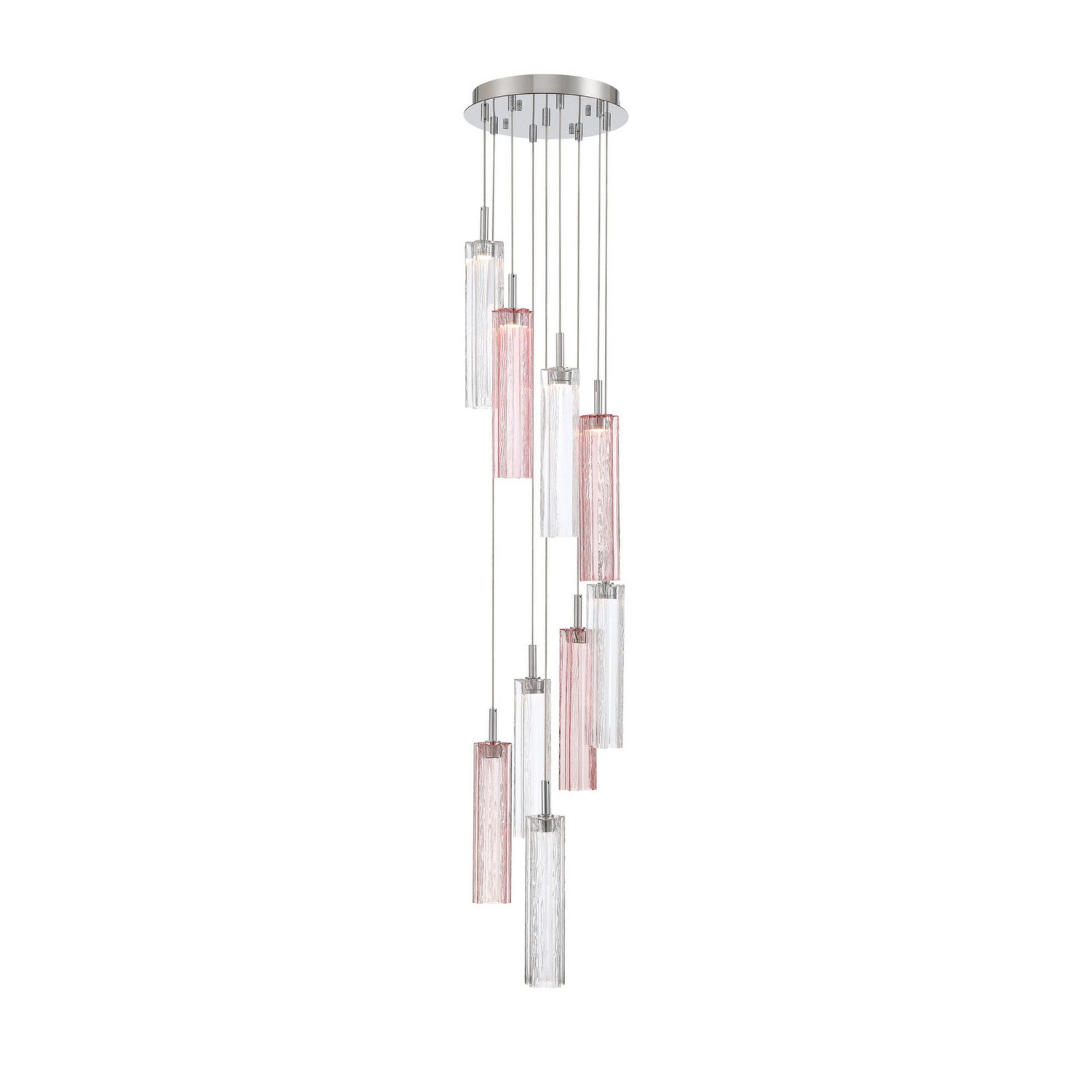 Addis 12" Integrated LED Multi-Light Polished Chrome Pendant Spring Glass 9-Light 12"W x 21"H x 12"D