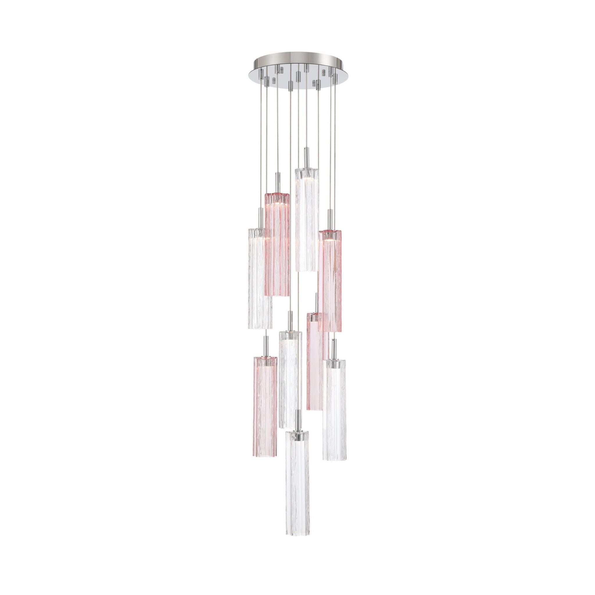Addis 12" Integrated LED Multi-Light Polished Chrome Pendant Spring Glass 9-Light 12"W x 21"H x 12"D