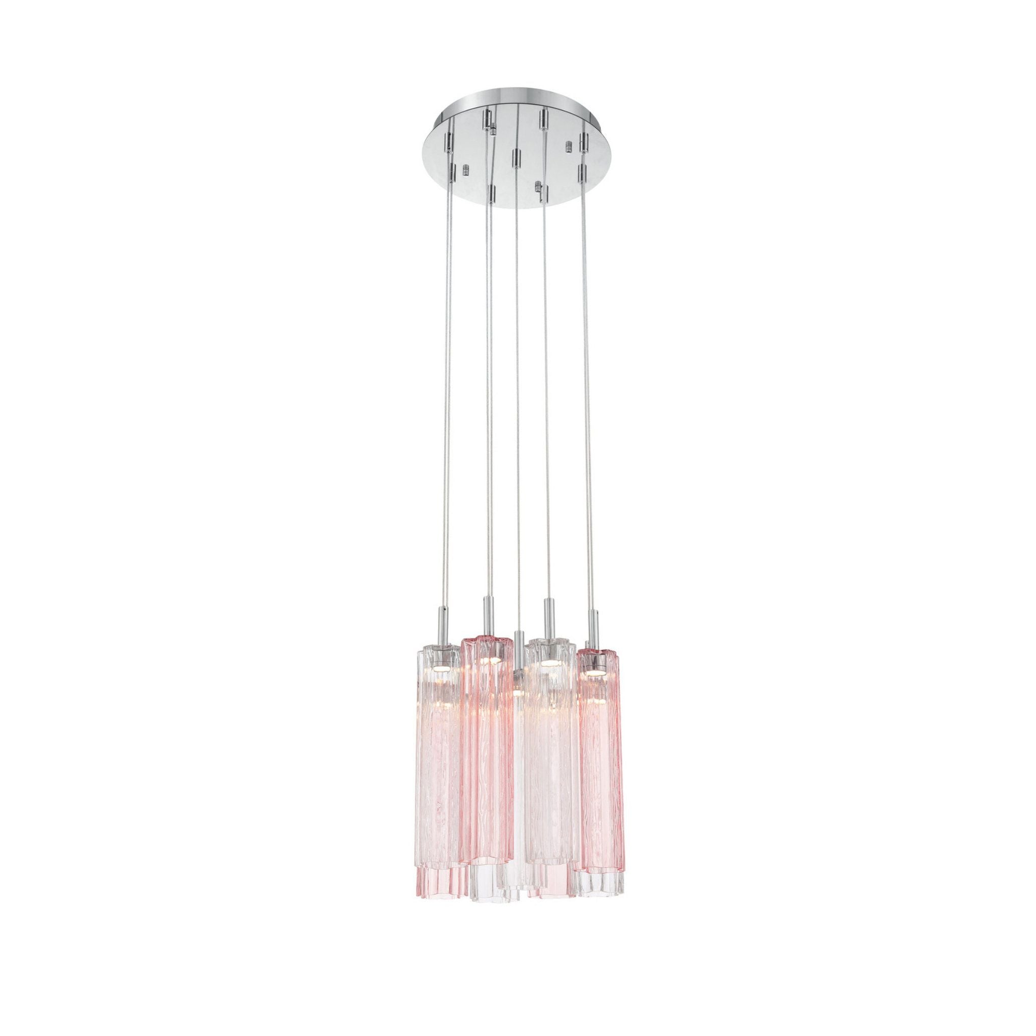 Addis 12" Integrated LED Multi-Light Polished Chrome Pendant Spring Glass 9-Light 12"W x 21"H x 12"D